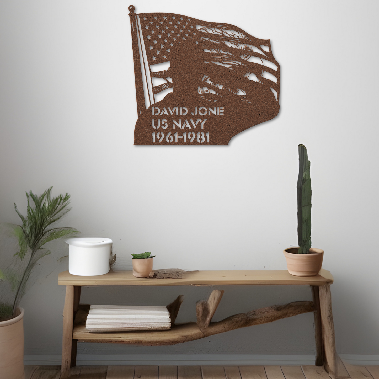 Dramatic Military Saluting Flag with Eagle Metal Wall Art: Celebrate Freedom