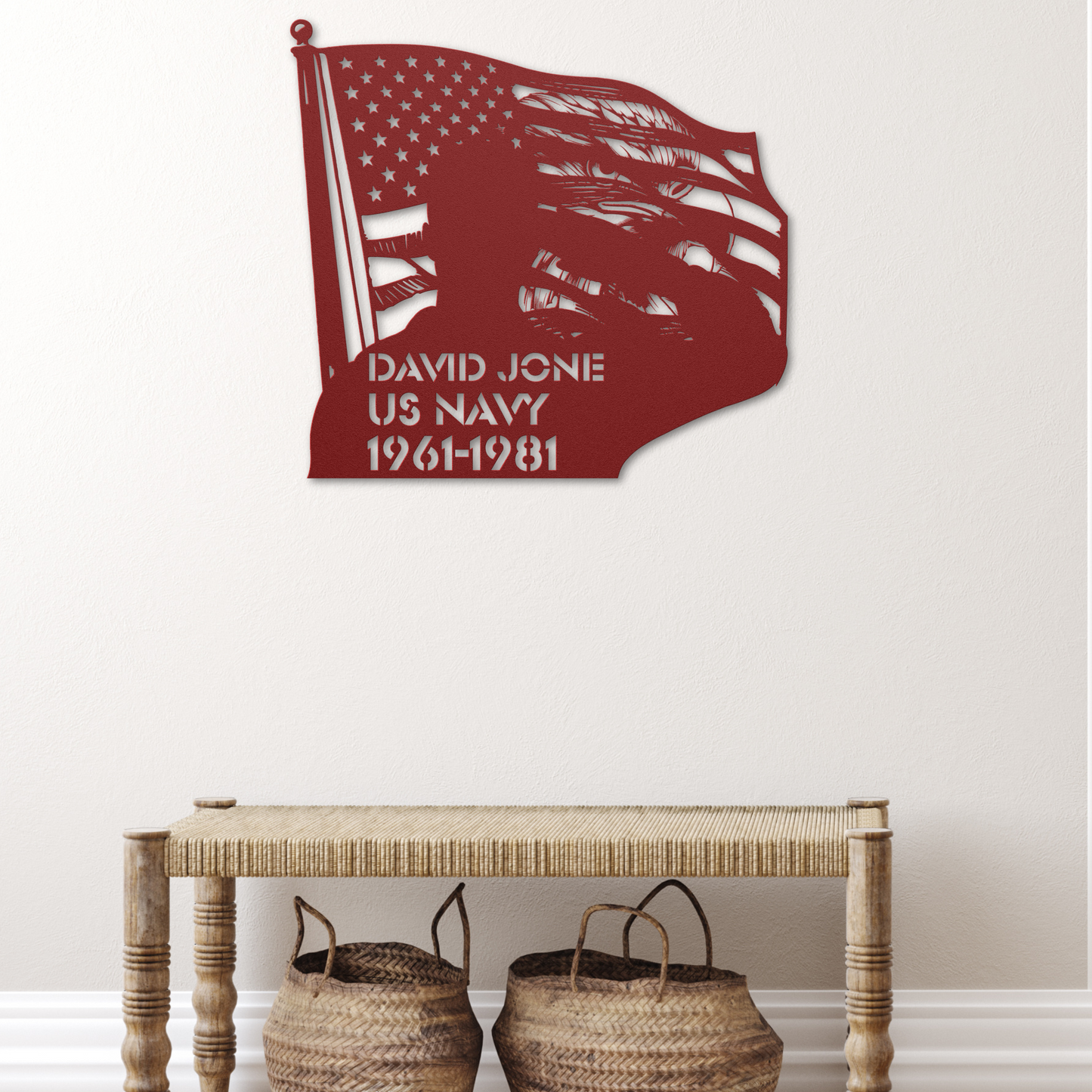 Dramatic Military Saluting Flag with Eagle Metal Wall Art: Celebrate Freedom