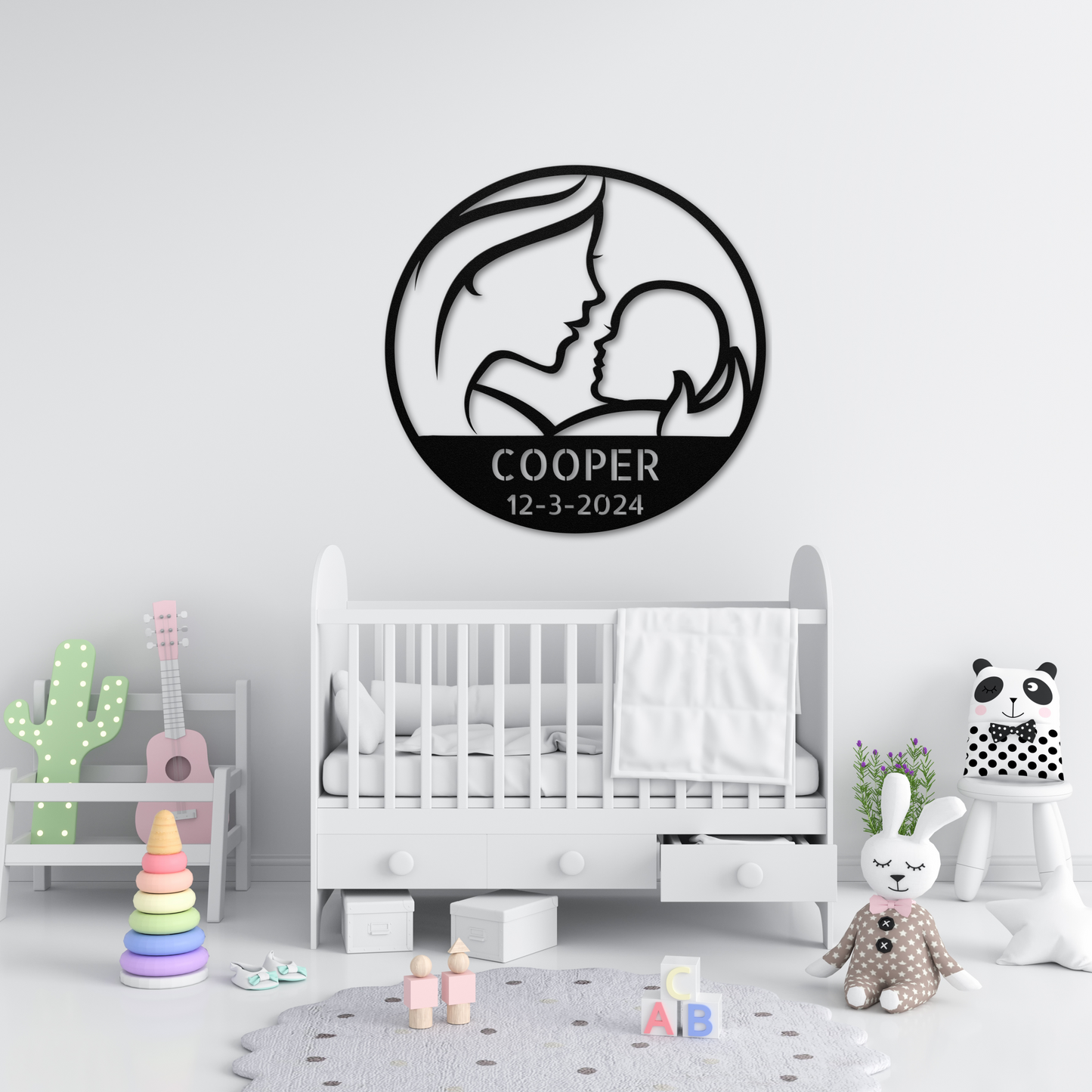 Heartwarming Mother and Baby Metal Sign: Celebrate Your Child's Birth