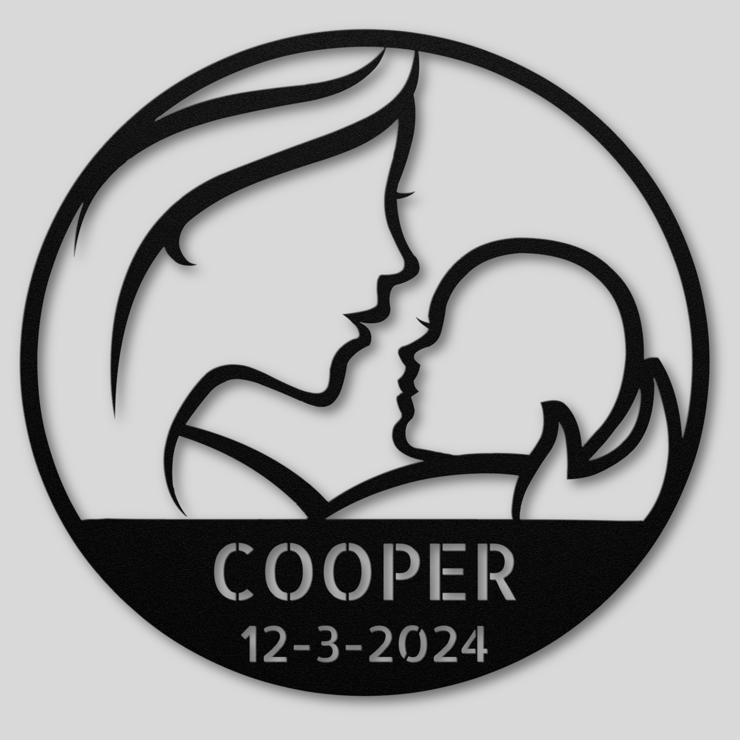Heartwarming Mother and Baby Metal Sign: Celebrate Your Child's Birth