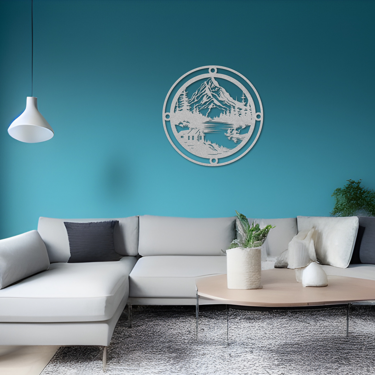 Scenic Mountain Scene with Canoe Metal Wall Art: Perfect for Nature Lovers