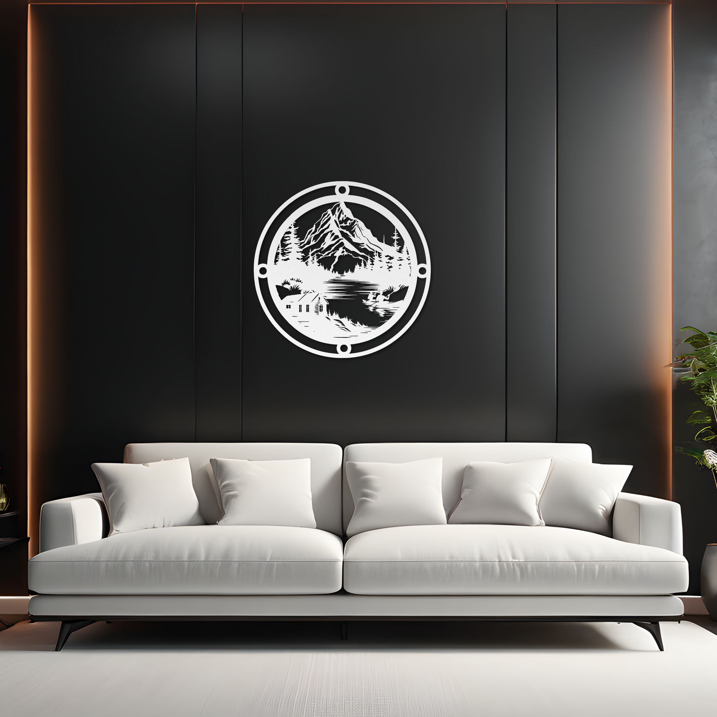 Scenic Mountain Scene with Canoe Metal Wall Art: Perfect for Nature Lovers