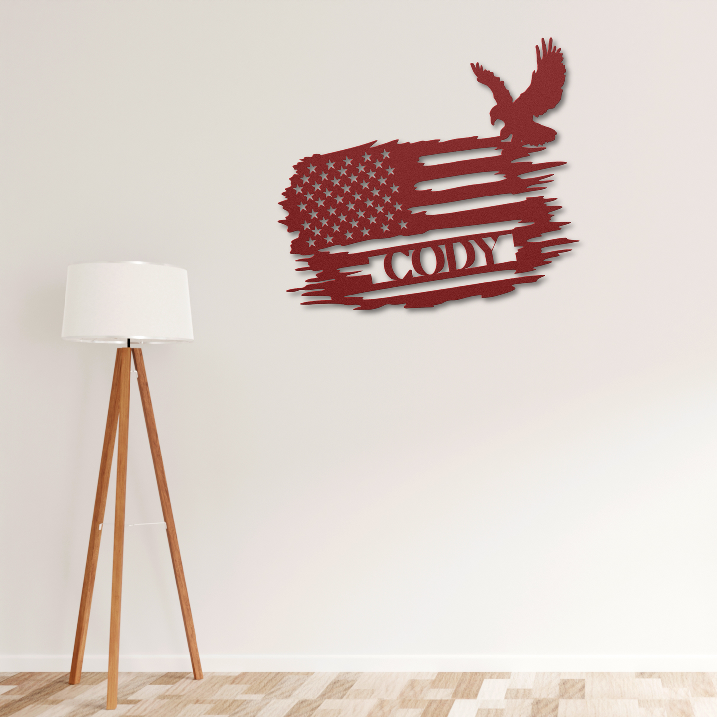 Custom Flag Sign with Bald Eagle: Personalized with Your Name