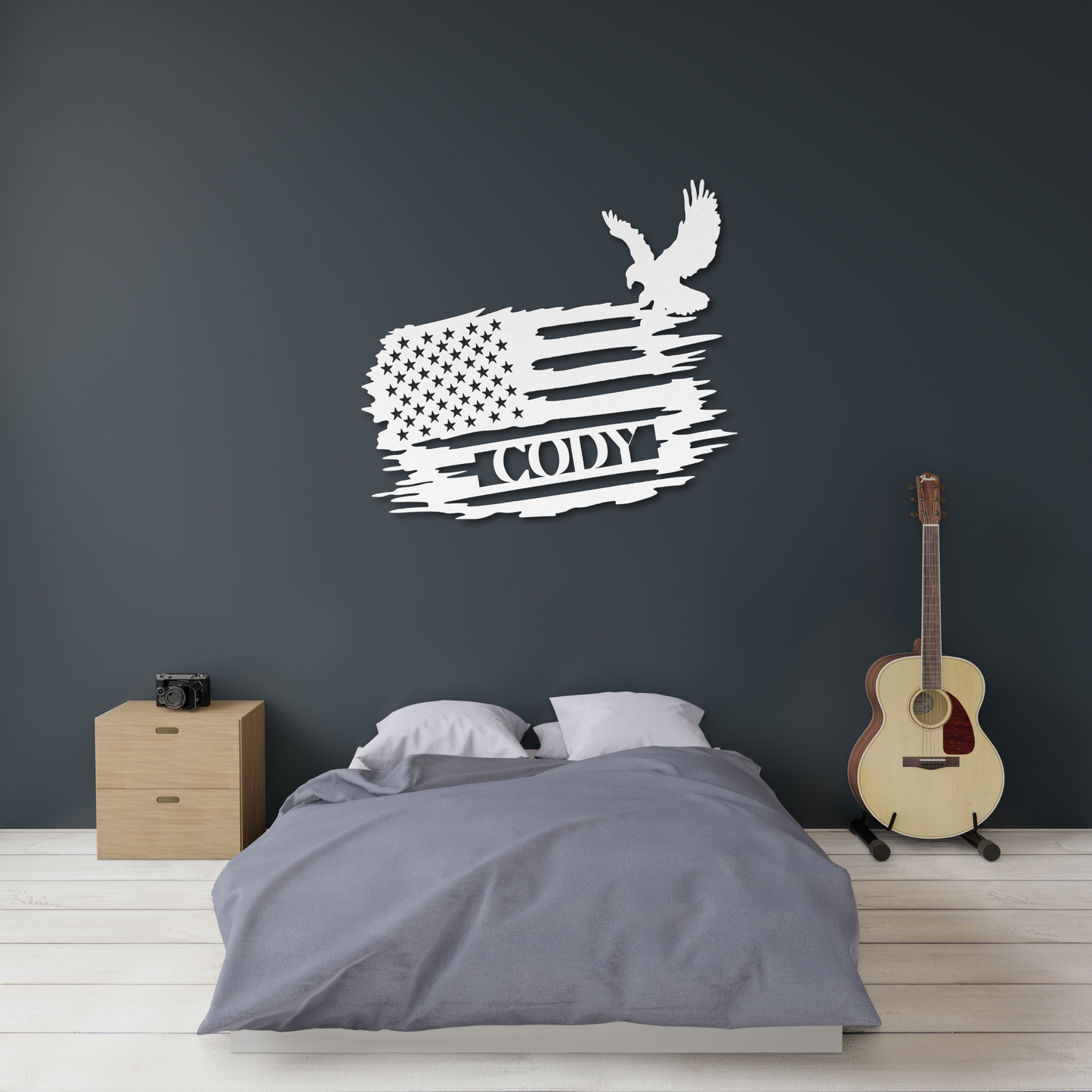 Custom Flag Sign with Bald Eagle: Personalized with Your Name
