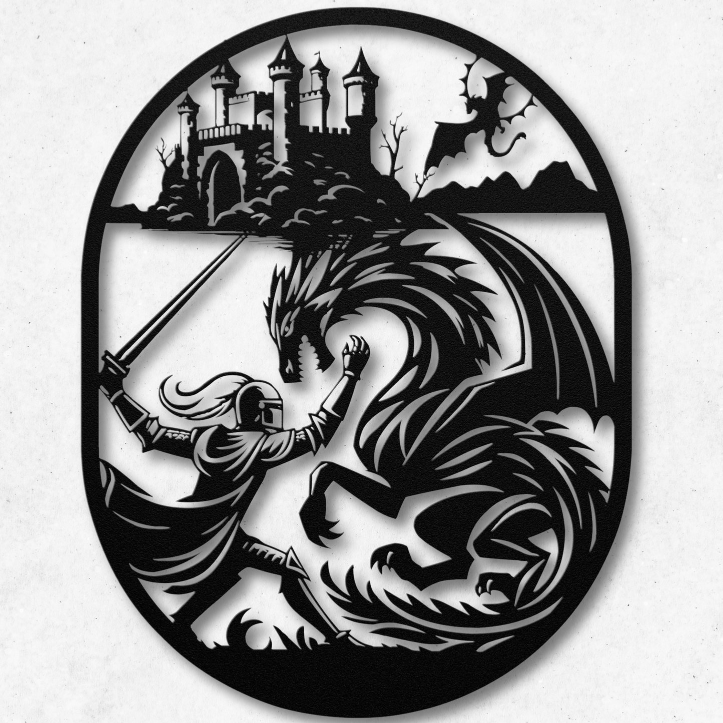 Epic Knight and Dragon Metal Wall Art: A Tale of Adventure