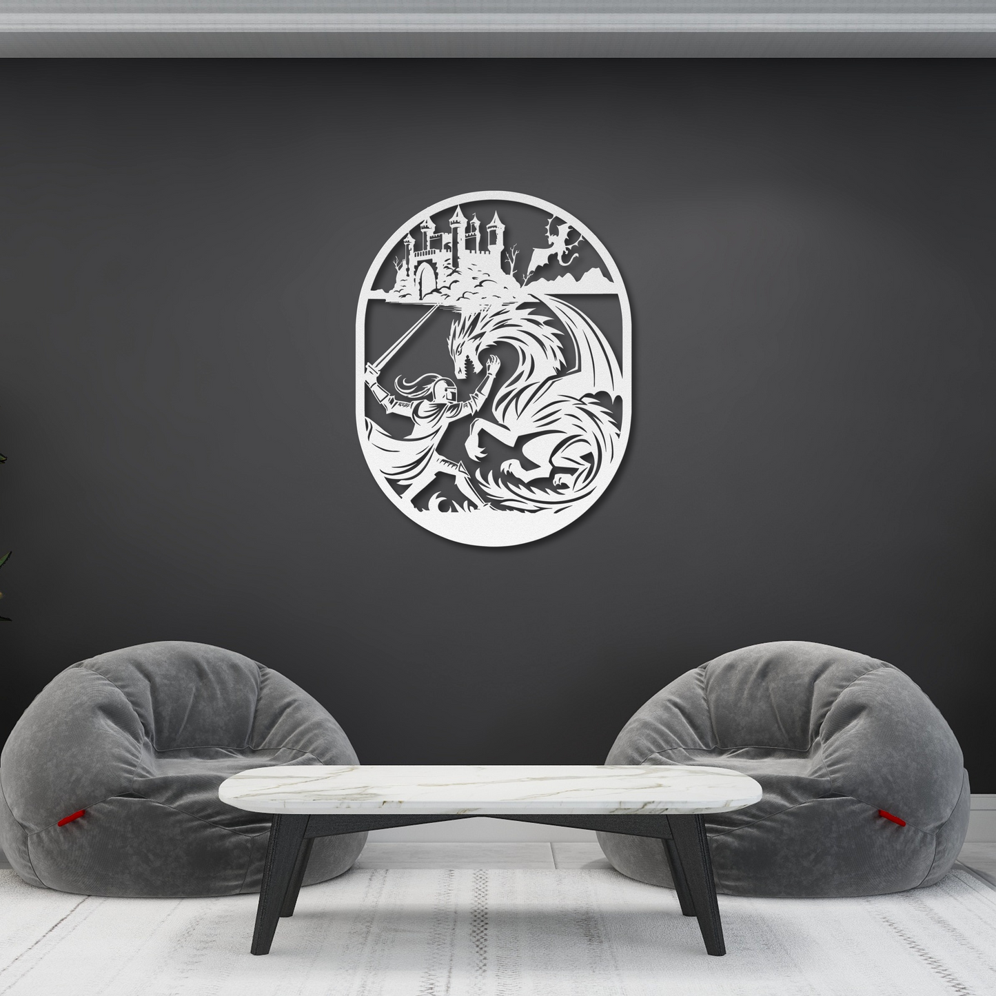 Epic Knight and Dragon Metal Wall Art: A Tale of Adventure