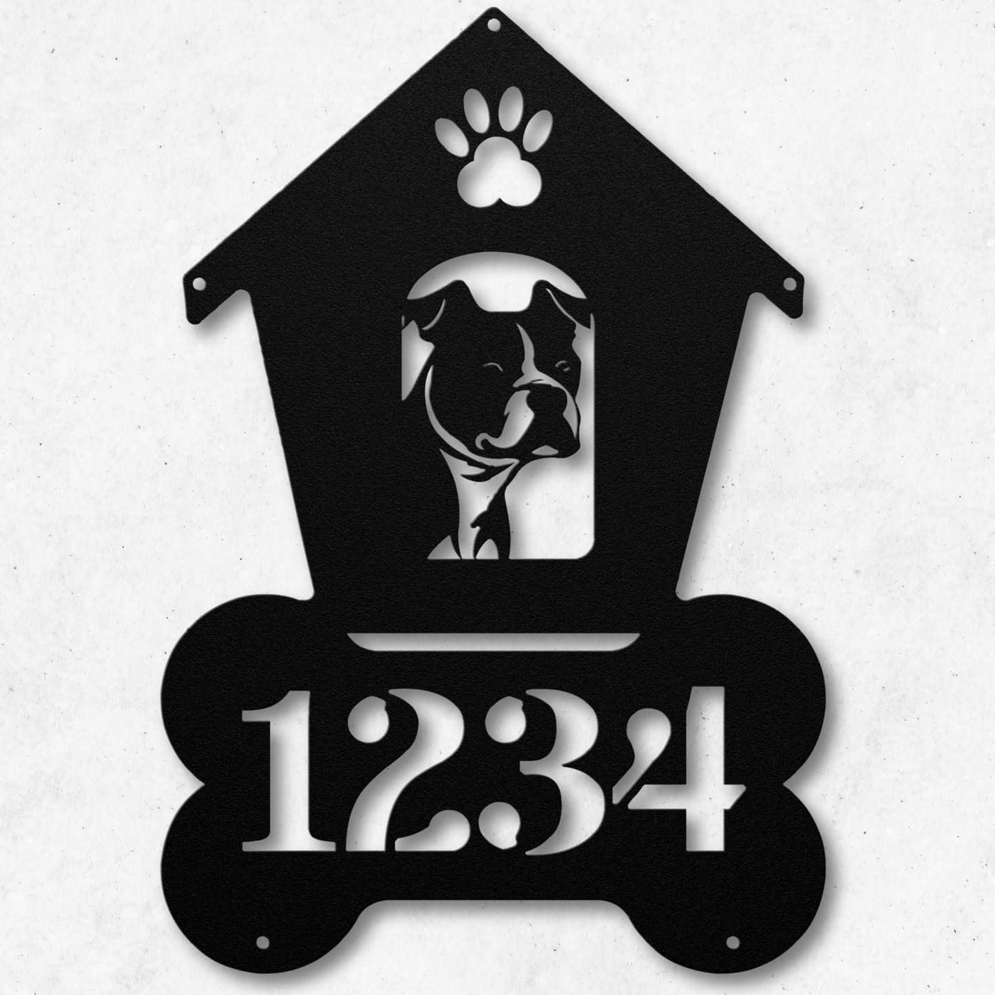 Pitbull Dog House Number Metal Sign: A Tail-Wagging Touch