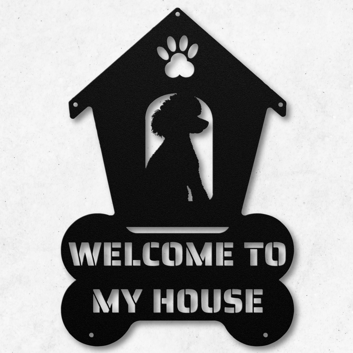 Poodle Welcome Dog House Metal Sign: A Warm Greeting for Your Home