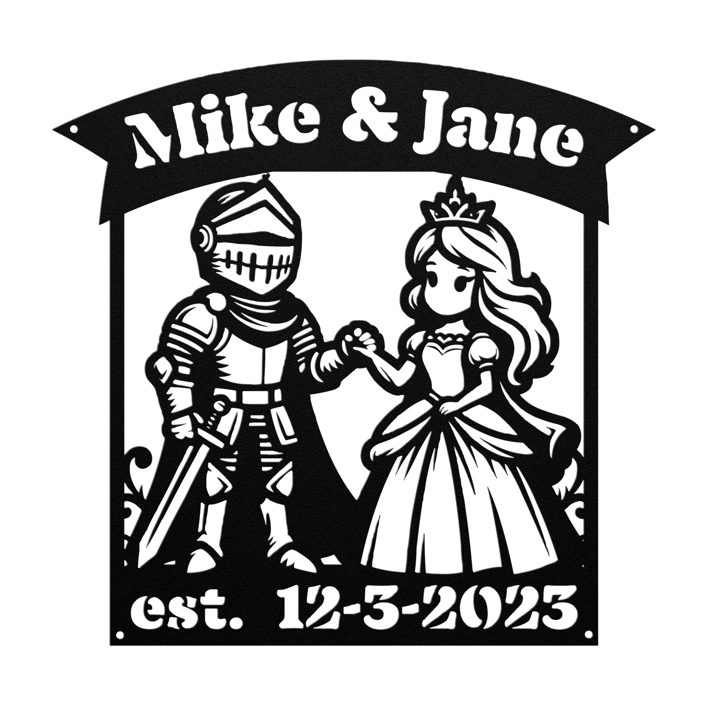 Personalized Princess and the Knight Metal Wall Art: A Unique Fairy Tale