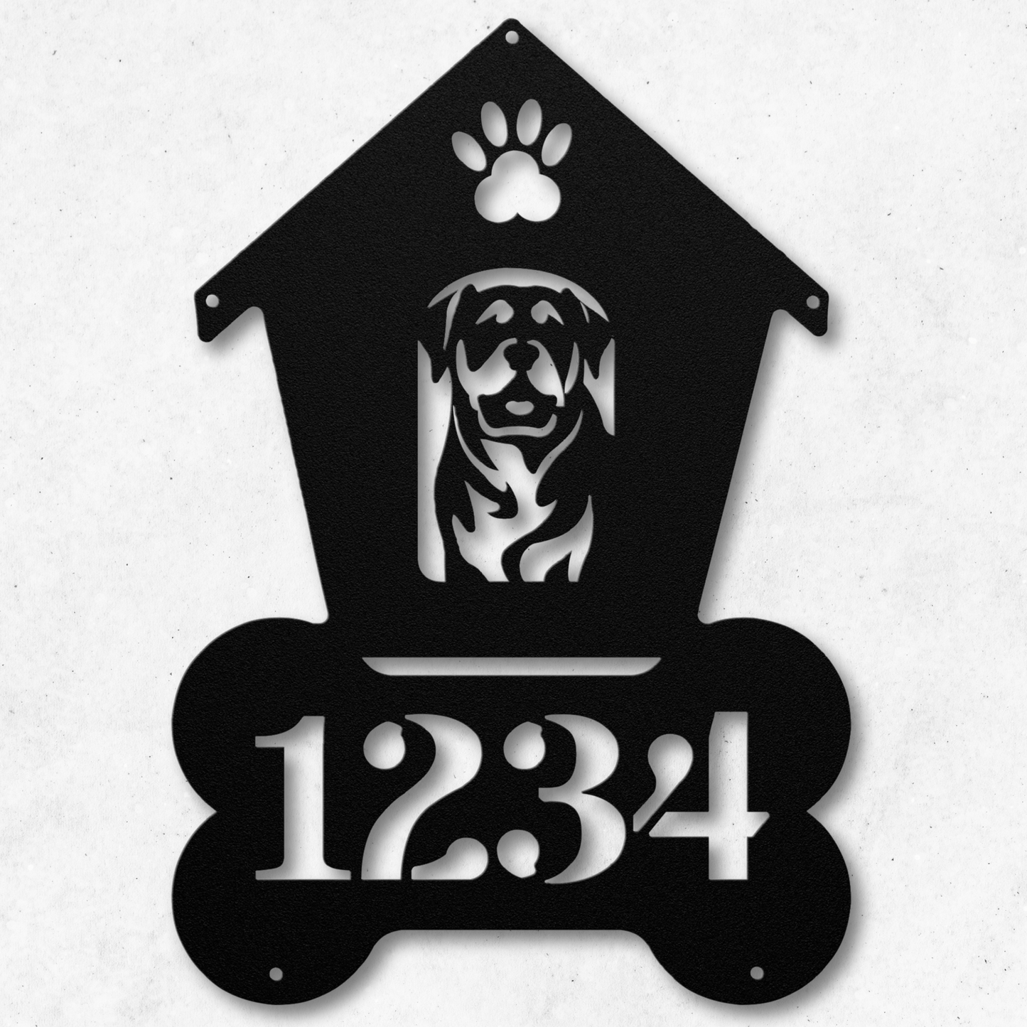 Rottweiler Dog House Number Metal Sign: A Tail-Wagging Touch