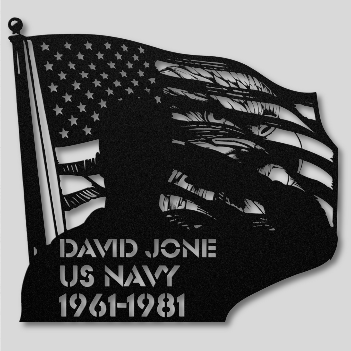 Dramatic Military Saluting Flag with Eagle Metal Wall Art: Celebrate Freedom
