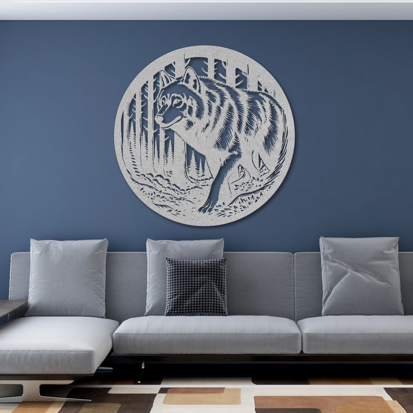 Intense Wolf Stalking Through in the Woods Metal Wall Art: Embrace the Wild