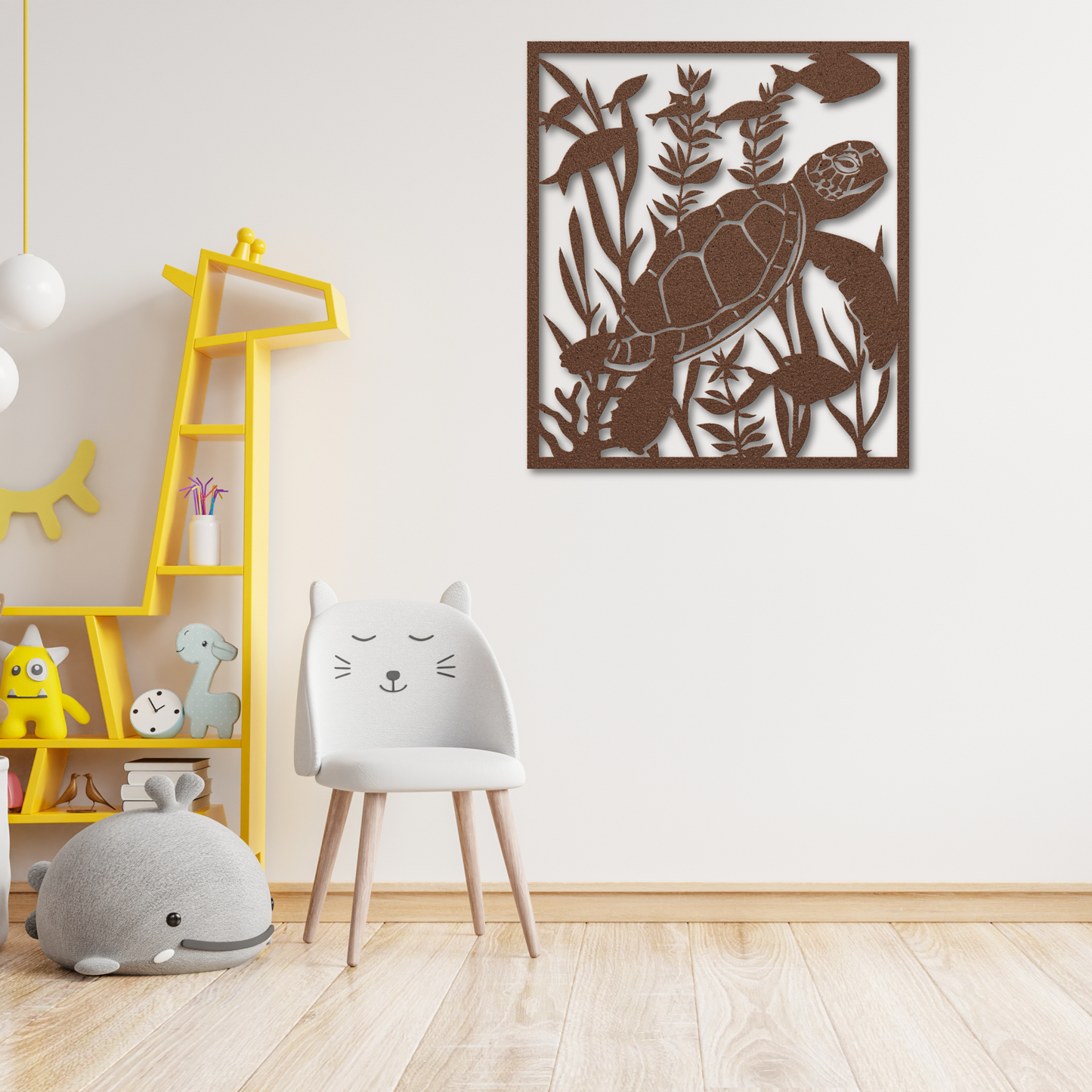 Eye-Catching Turtle with Fish Metal Sign: Bring Nature Indoors