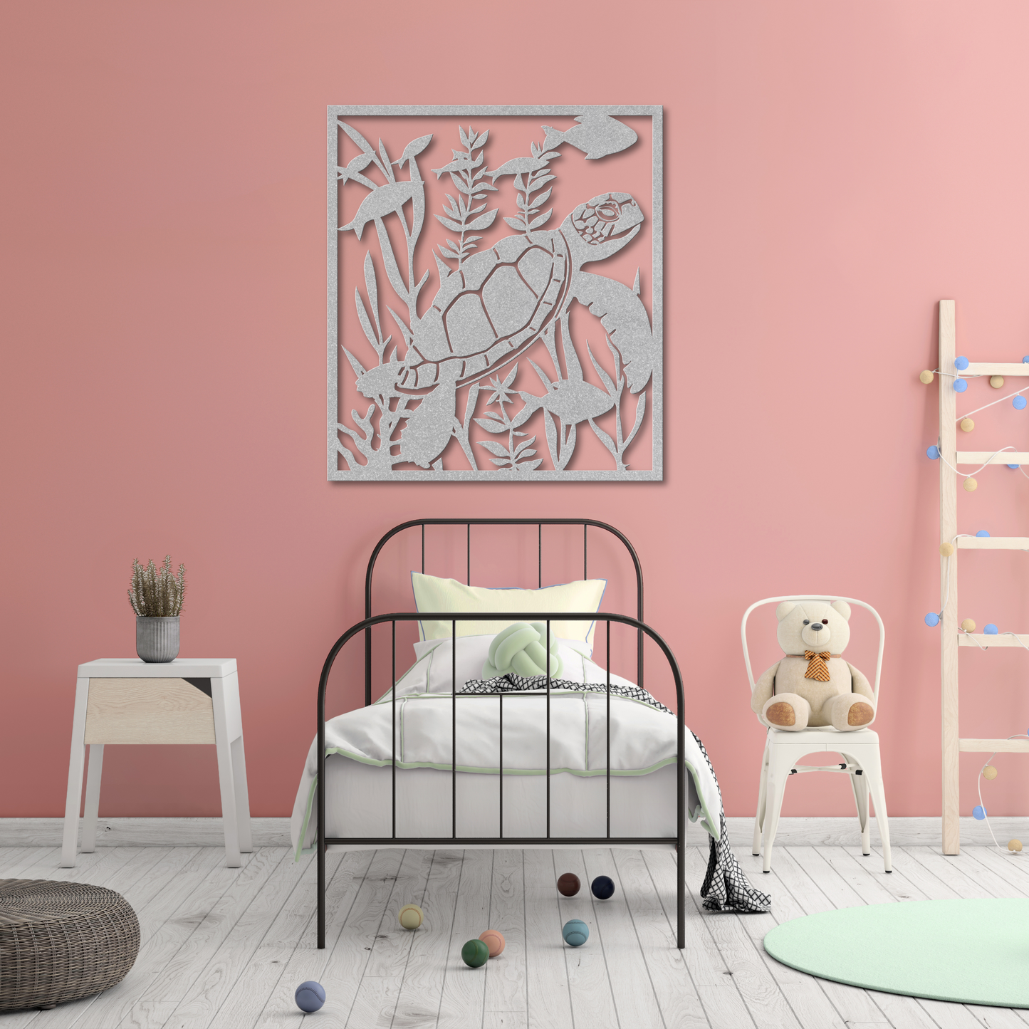 Eye-Catching Turtle with Fish Metal Sign: Bring Nature Indoors