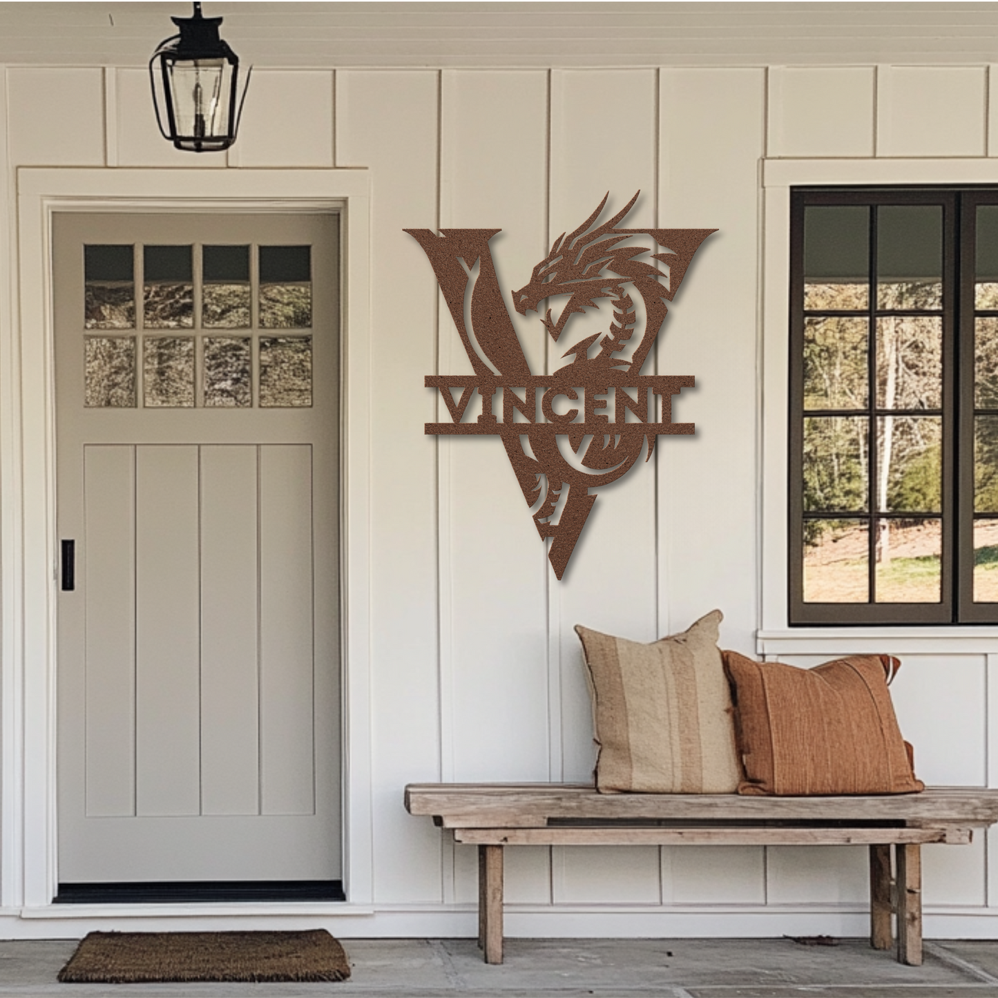 Custom Dragon Letter V Metal Sign: For Mythical Lovers