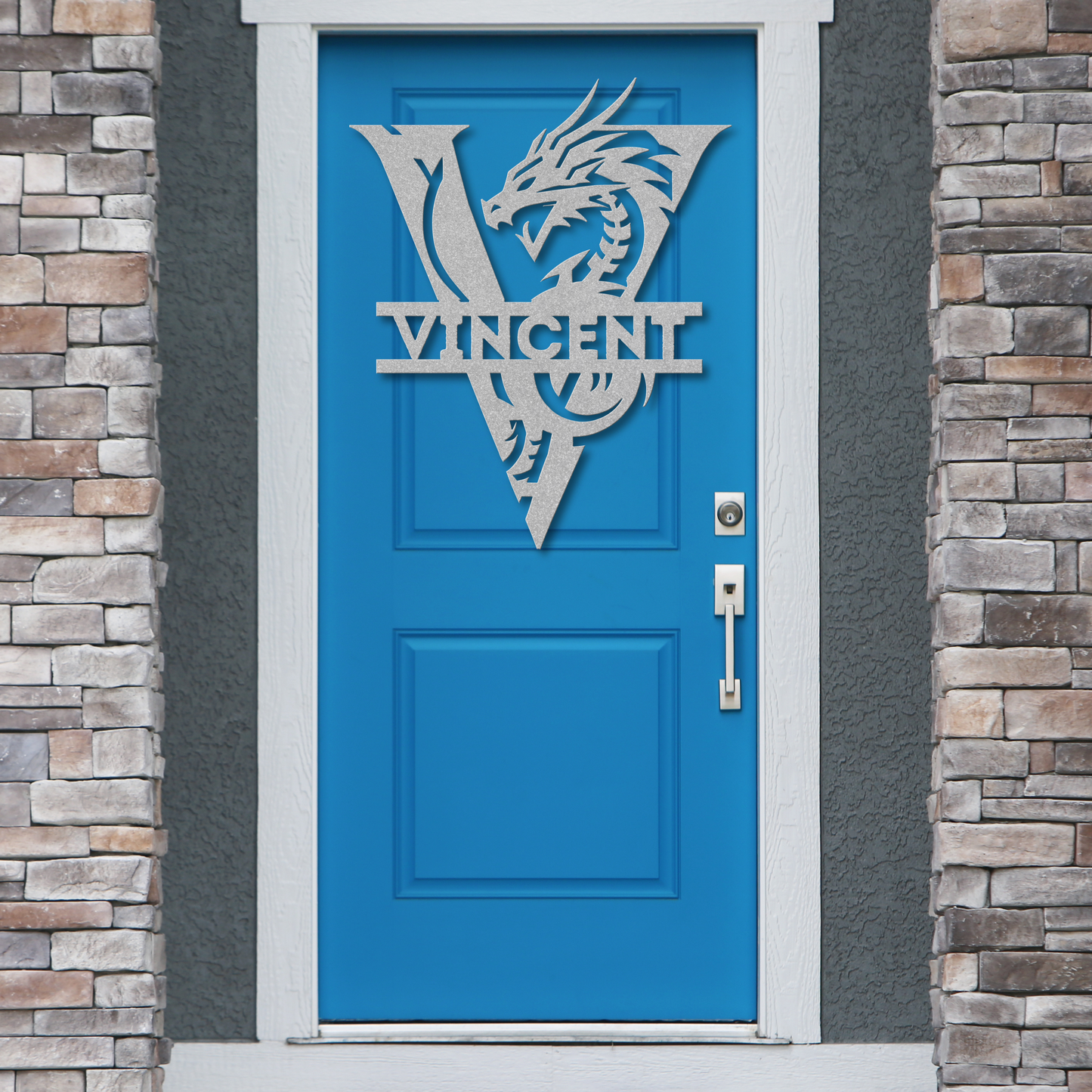 Custom Dragon Letter V Metal Sign: For Mythical Lovers