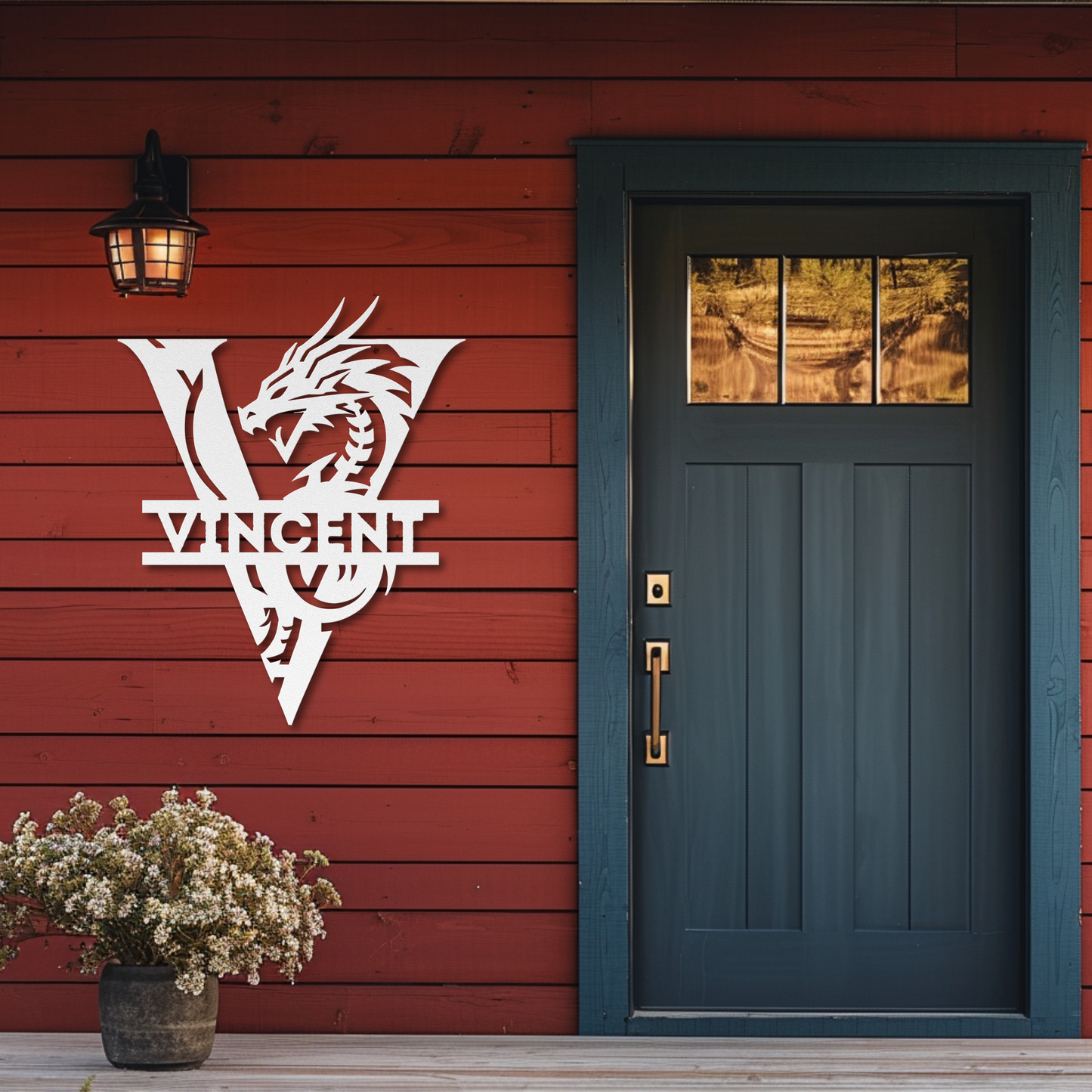 Custom Dragon Letter V Metal Sign: For Mythical Lovers