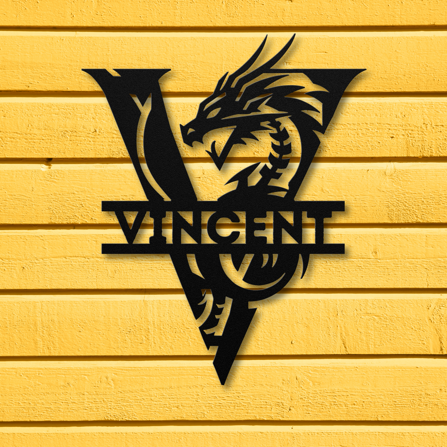 Custom Dragon Letter V Metal Sign: For Mythical Lovers