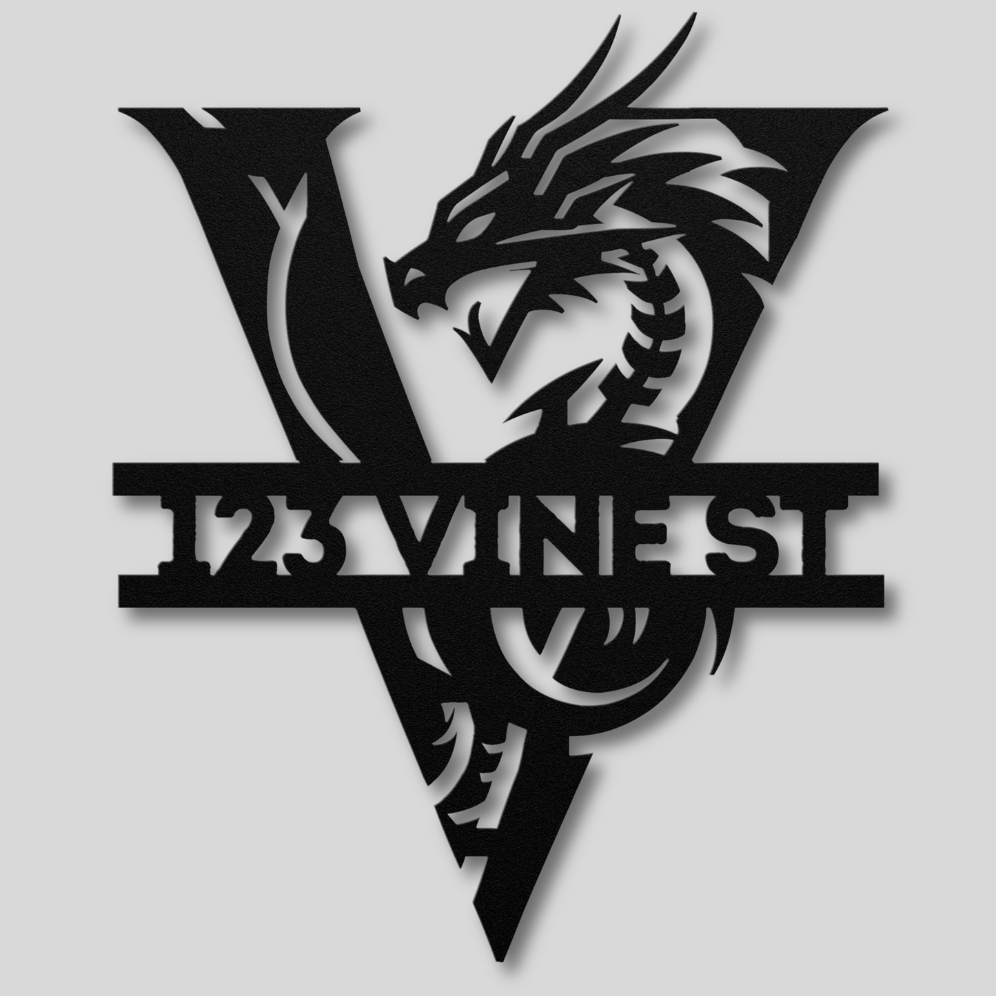 Custom Dragon Letter V Metal Sign: For Mythical Lovers