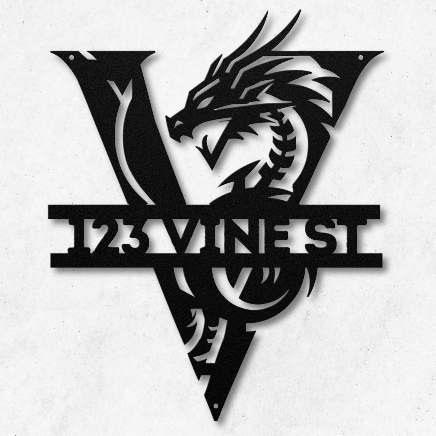 Custom Dragon Letter V Metal Sign: For Mythical Lovers