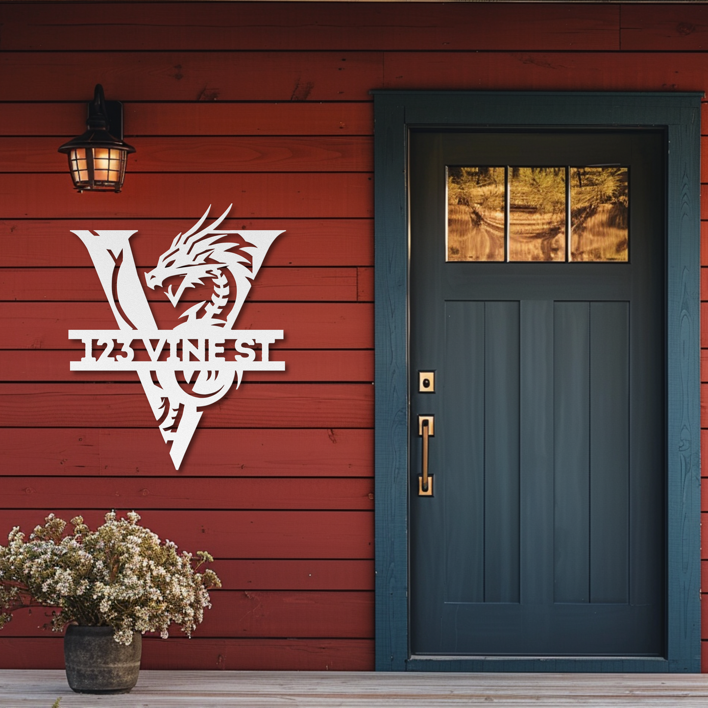 Custom Dragon Letter V Metal Sign: For Mythical Lovers
