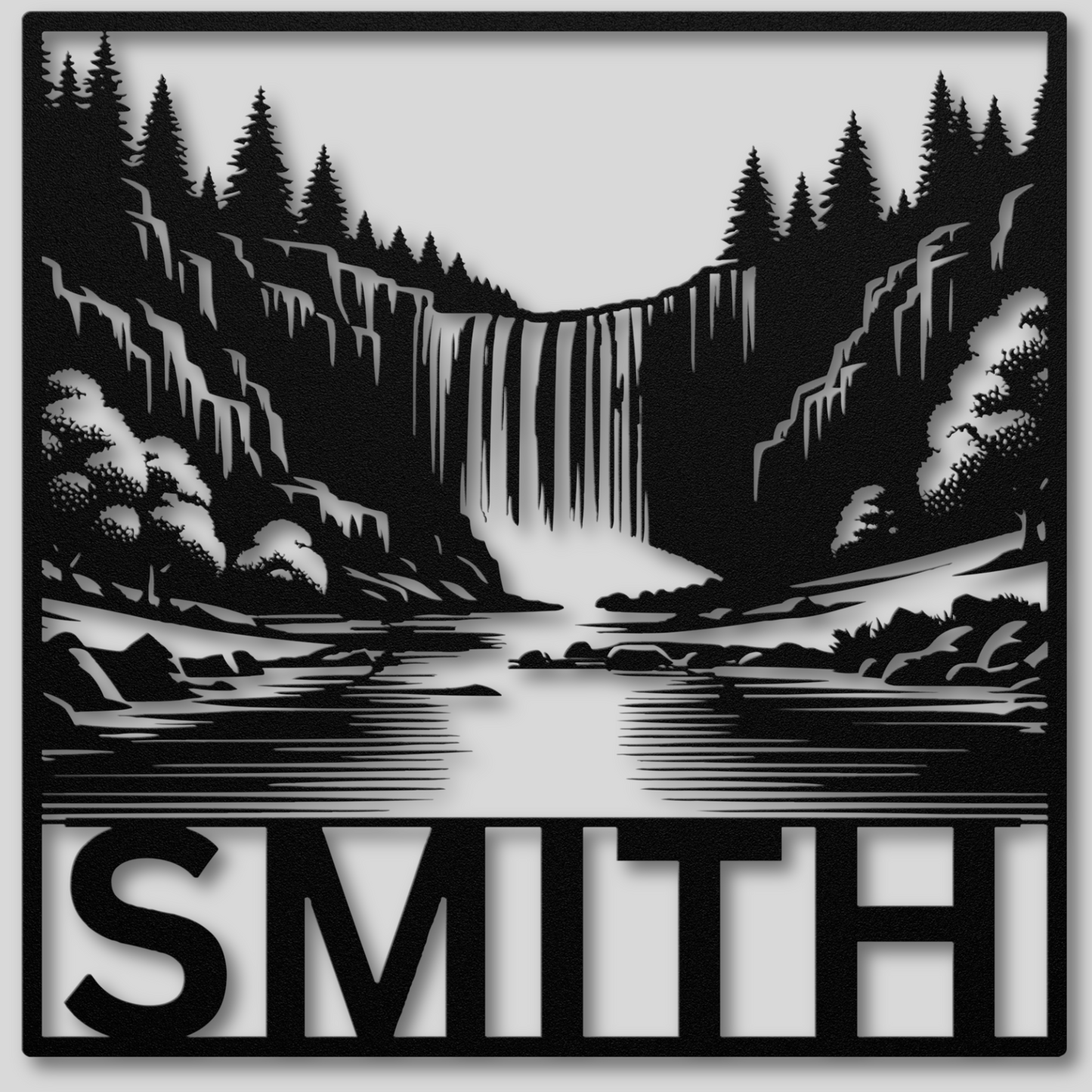 Unique Personalized Waterfall Metal Wall Sign: Celebrate Nature's Beauty