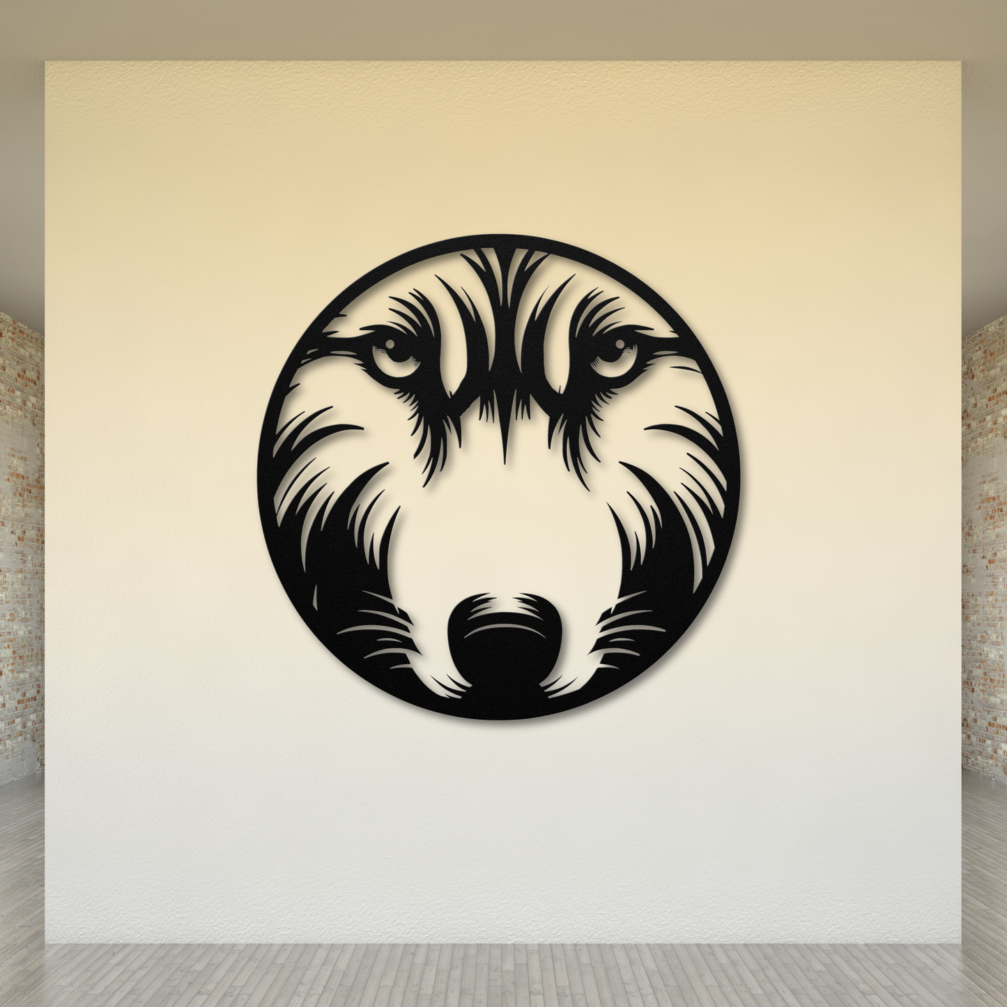 Striking Wolf Face Portrait Metal Wall Art: A Wild Touch of Nature