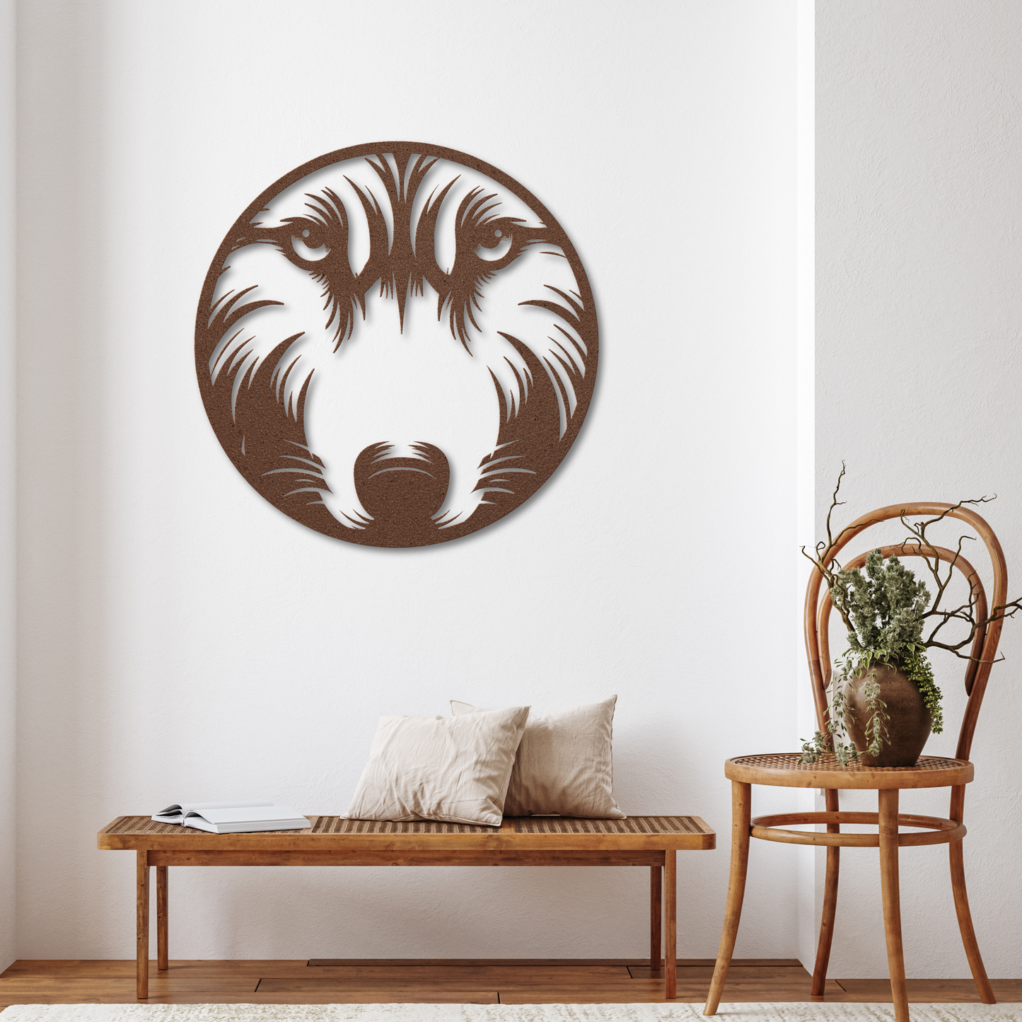 Striking Wolf Face Portrait Metal Wall Art: A Wild Touch of Nature
