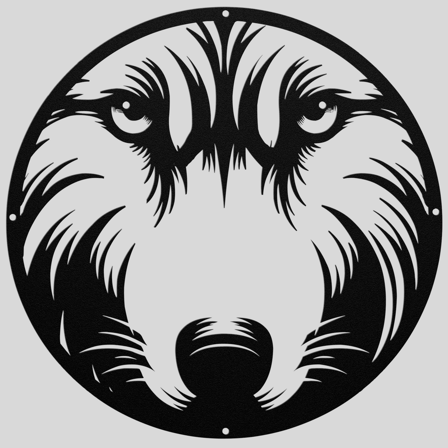 Striking Wolf Face Portrait Metal Wall Art: A Wild Touch of Nature