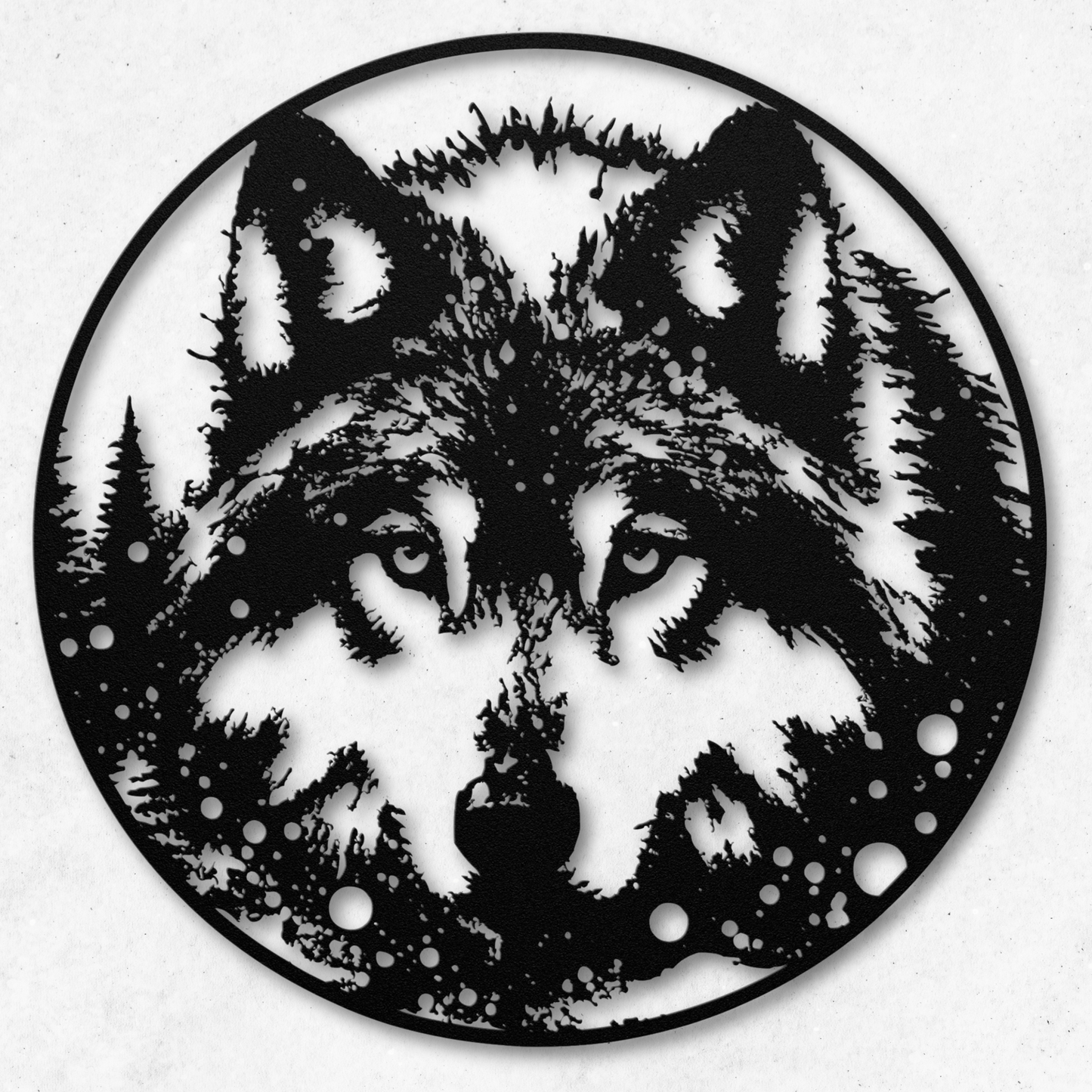 Charming Wolf Face in the Snow Metal Wall Art: Embrace the Wild