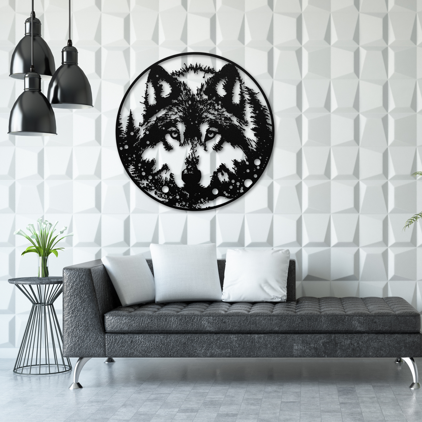 Charming Wolf Face in the Snow Metal Wall Art: Embrace the Wild