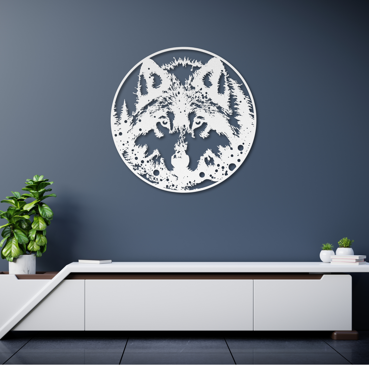Charming Wolf Face in the Snow Metal Wall Art: Embrace the Wild