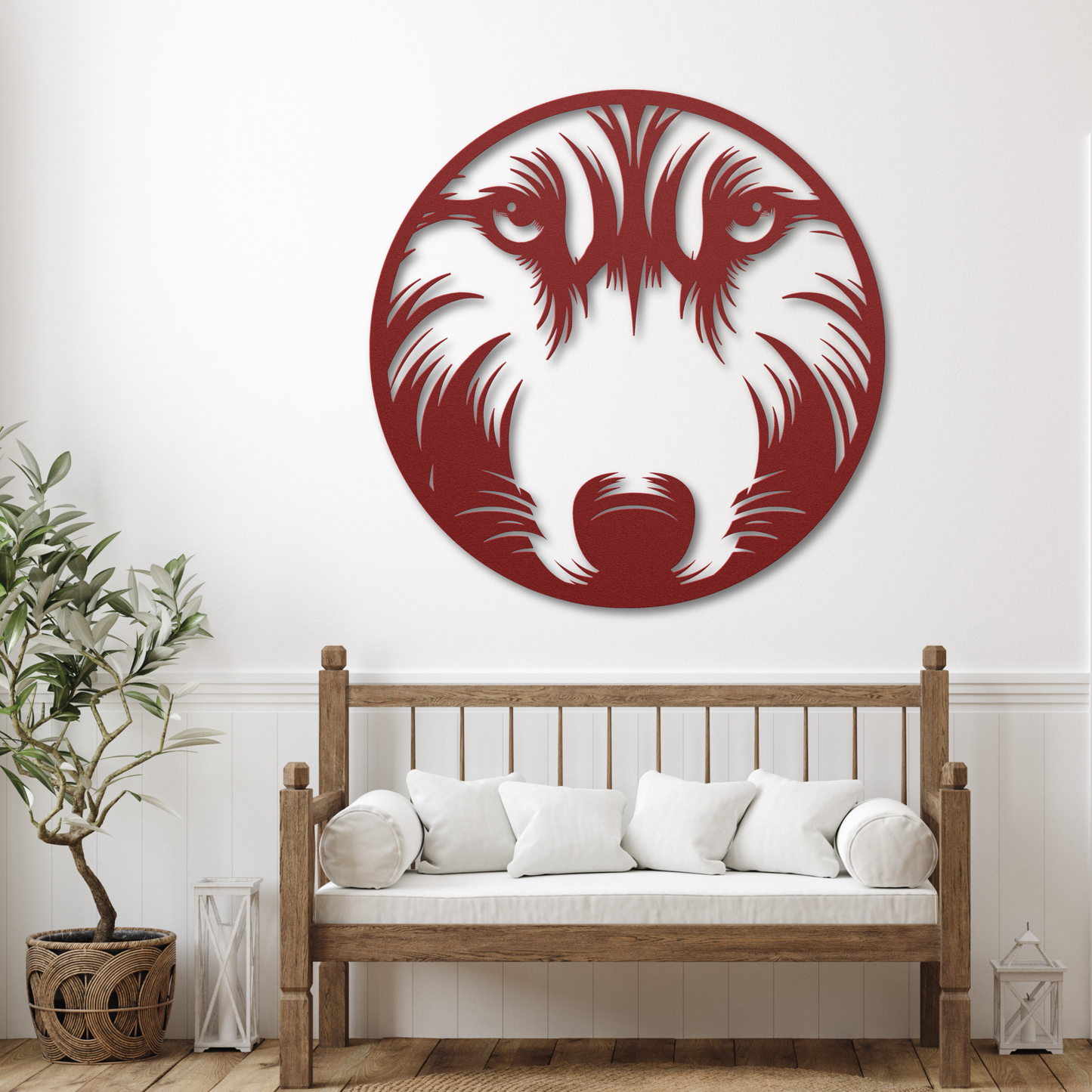 Striking Wolf Face Portrait Metal Wall Art: A Wild Touch of Nature