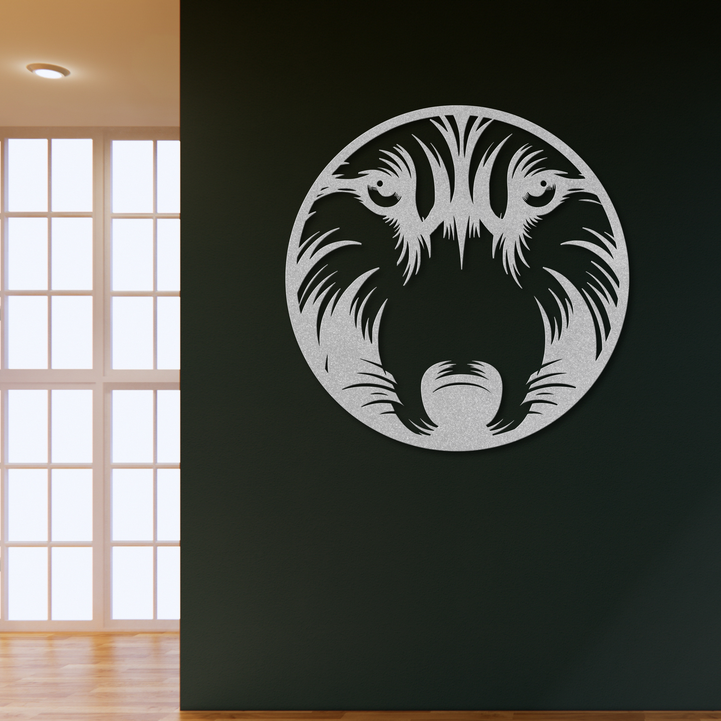 Striking Wolf Face Portrait Metal Wall Art: A Wild Touch of Nature