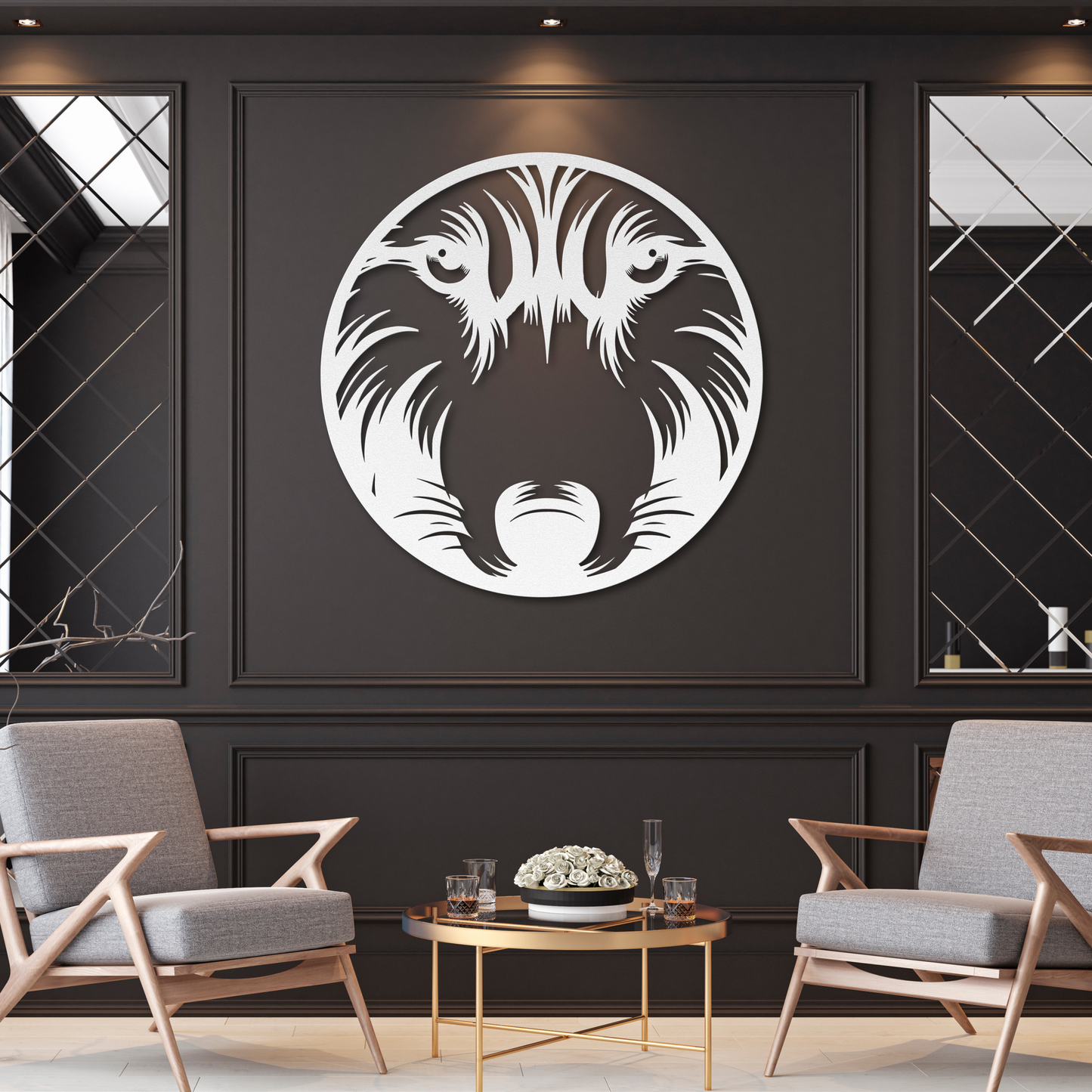 Striking Wolf Face Portrait Metal Wall Art: A Wild Touch of Nature