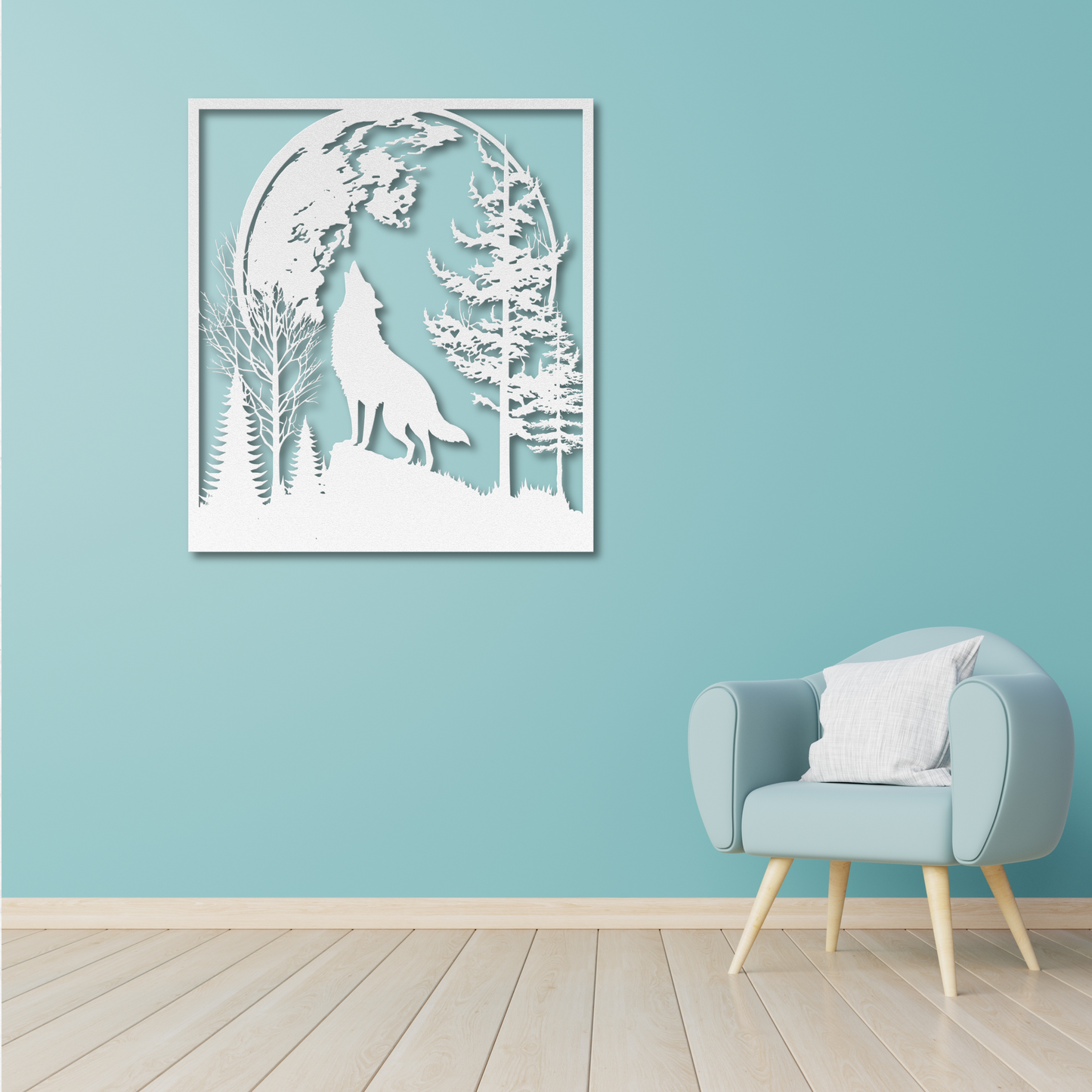 Stunning Lone Wolf Howling at the Moon Metal Wall Art: Embrace the Night