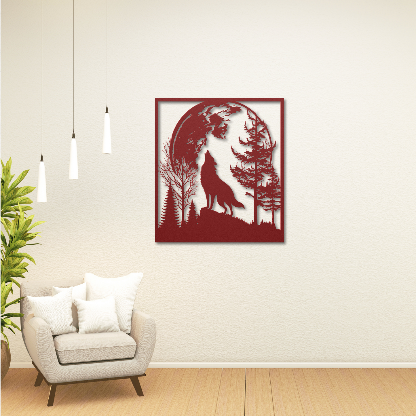 Stunning Lone Wolf Howling at the Moon Metal Wall Art: Embrace the Night