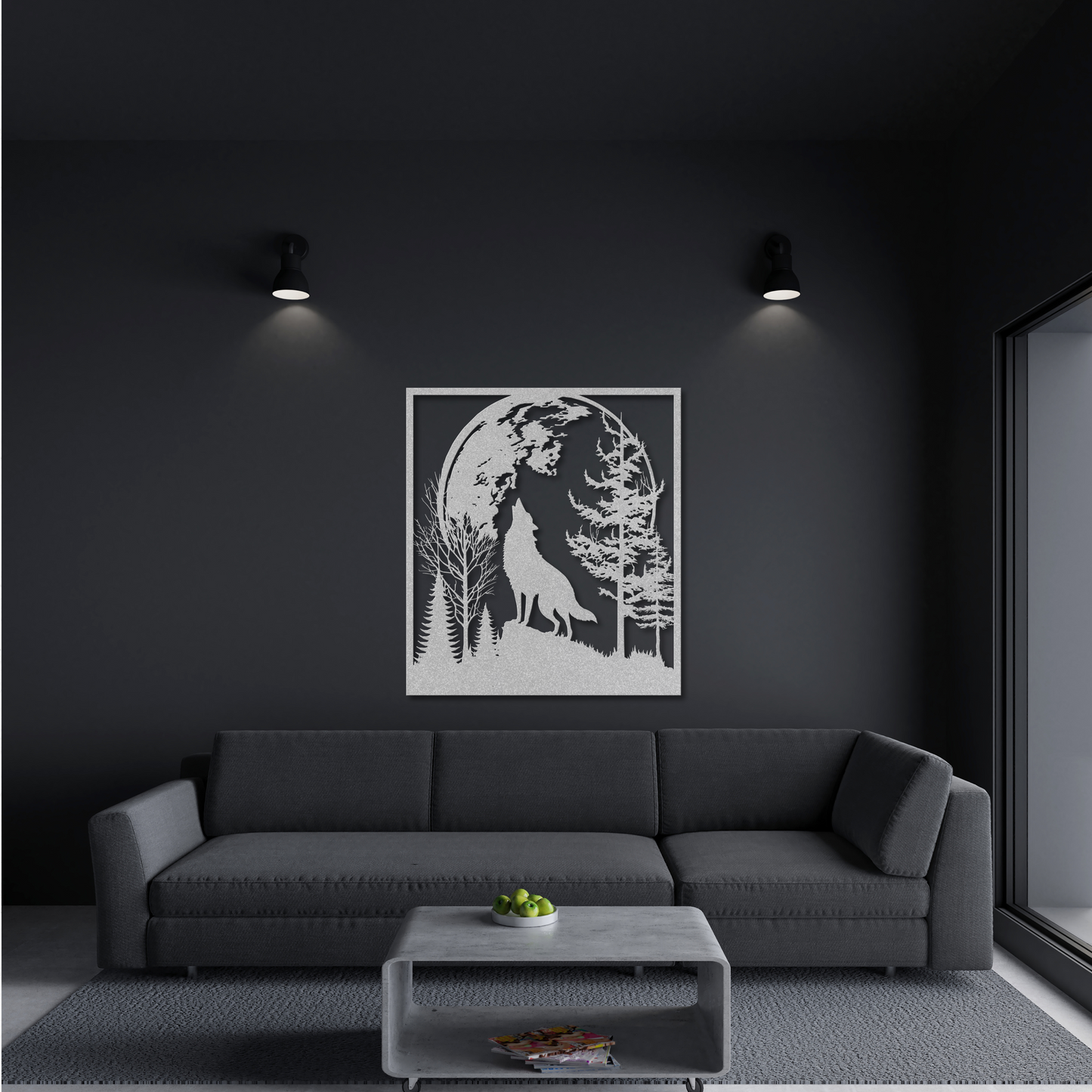 Stunning Lone Wolf Howling at the Moon Metal Wall Art: Embrace the Night