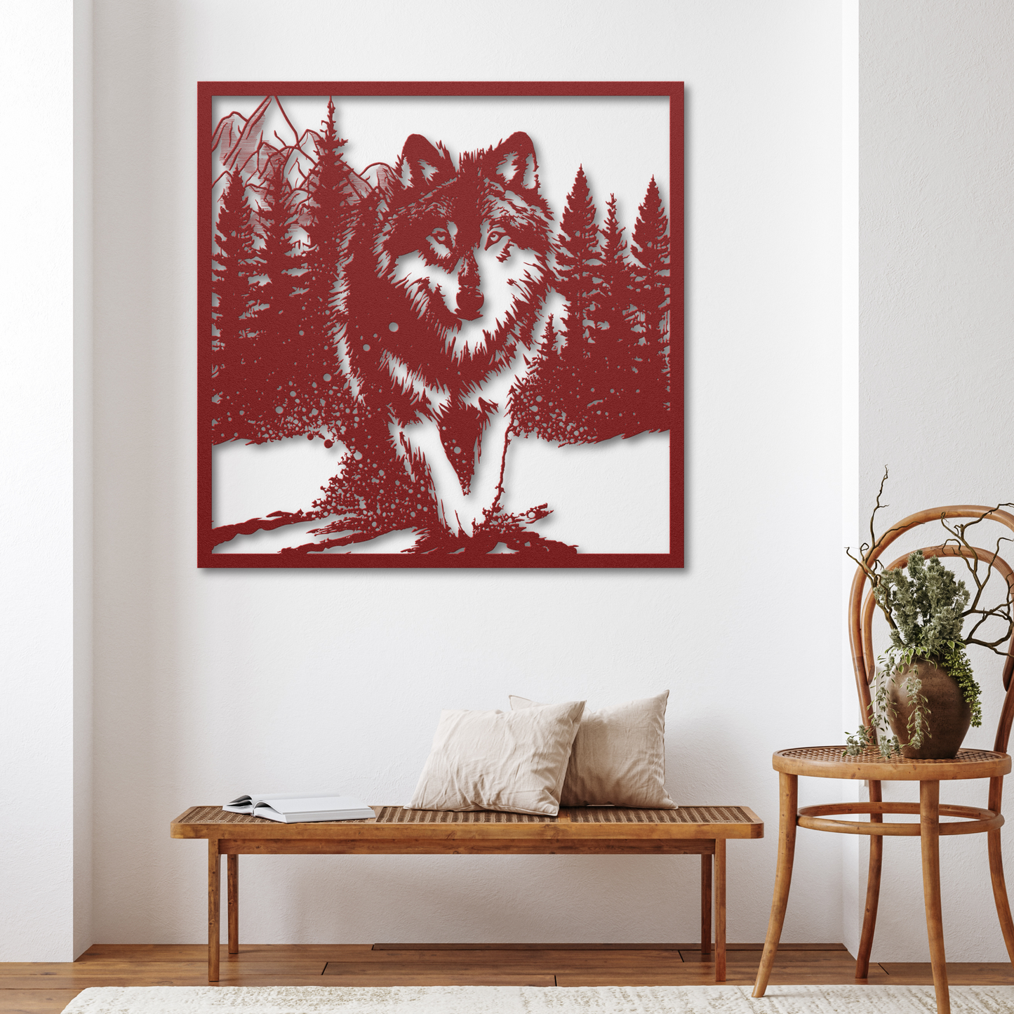Charming Wolf in Snow Metal Wall Art: Celebrate Nature's Serenity