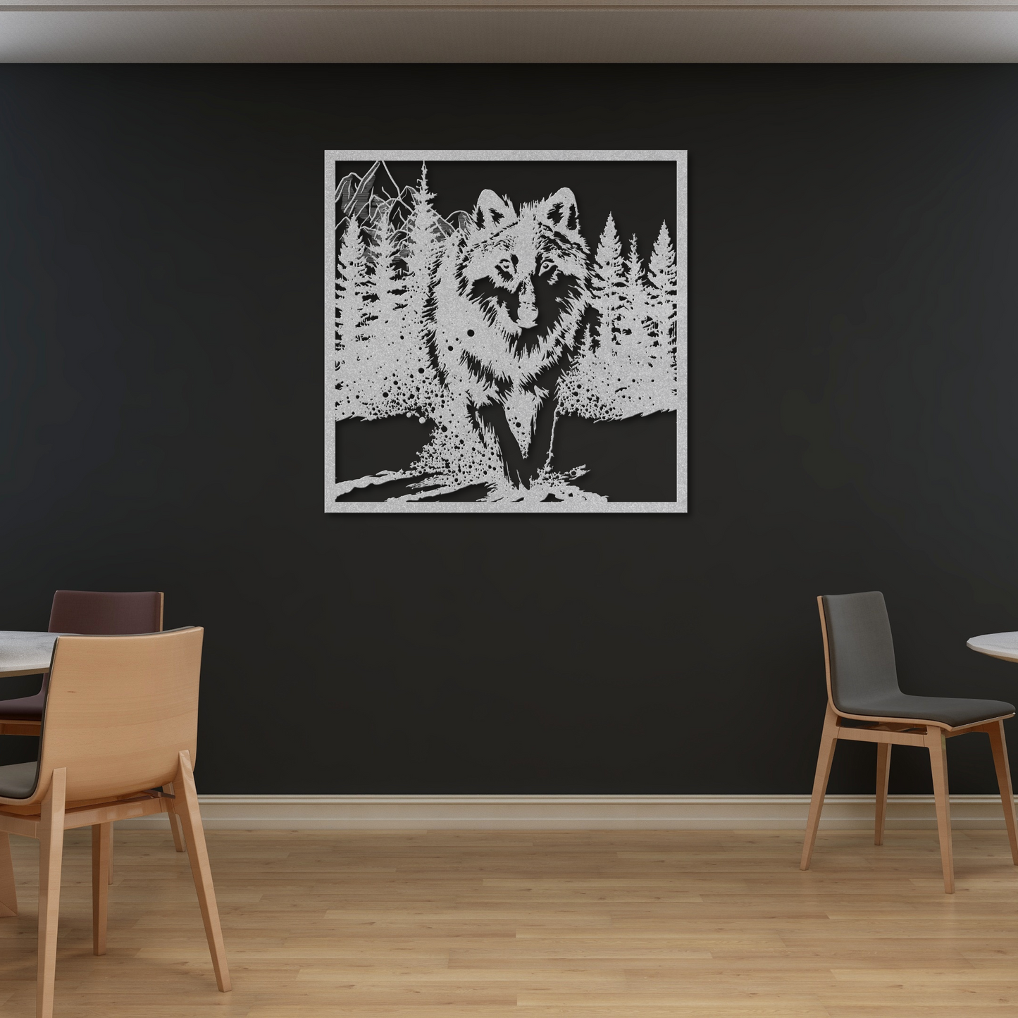 Charming Wolf in Snow Metal Wall Art: Celebrate Nature's Serenity