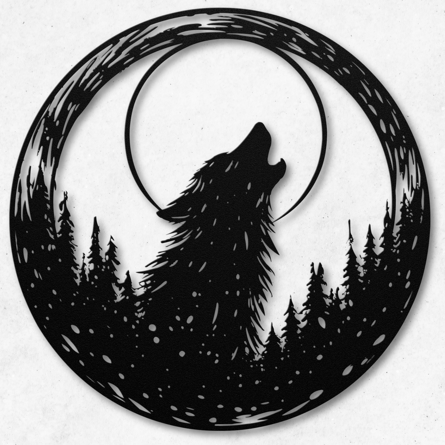 Rustic Wolf in the Trees Metal Wall Art: Embrace the Forest Spirit