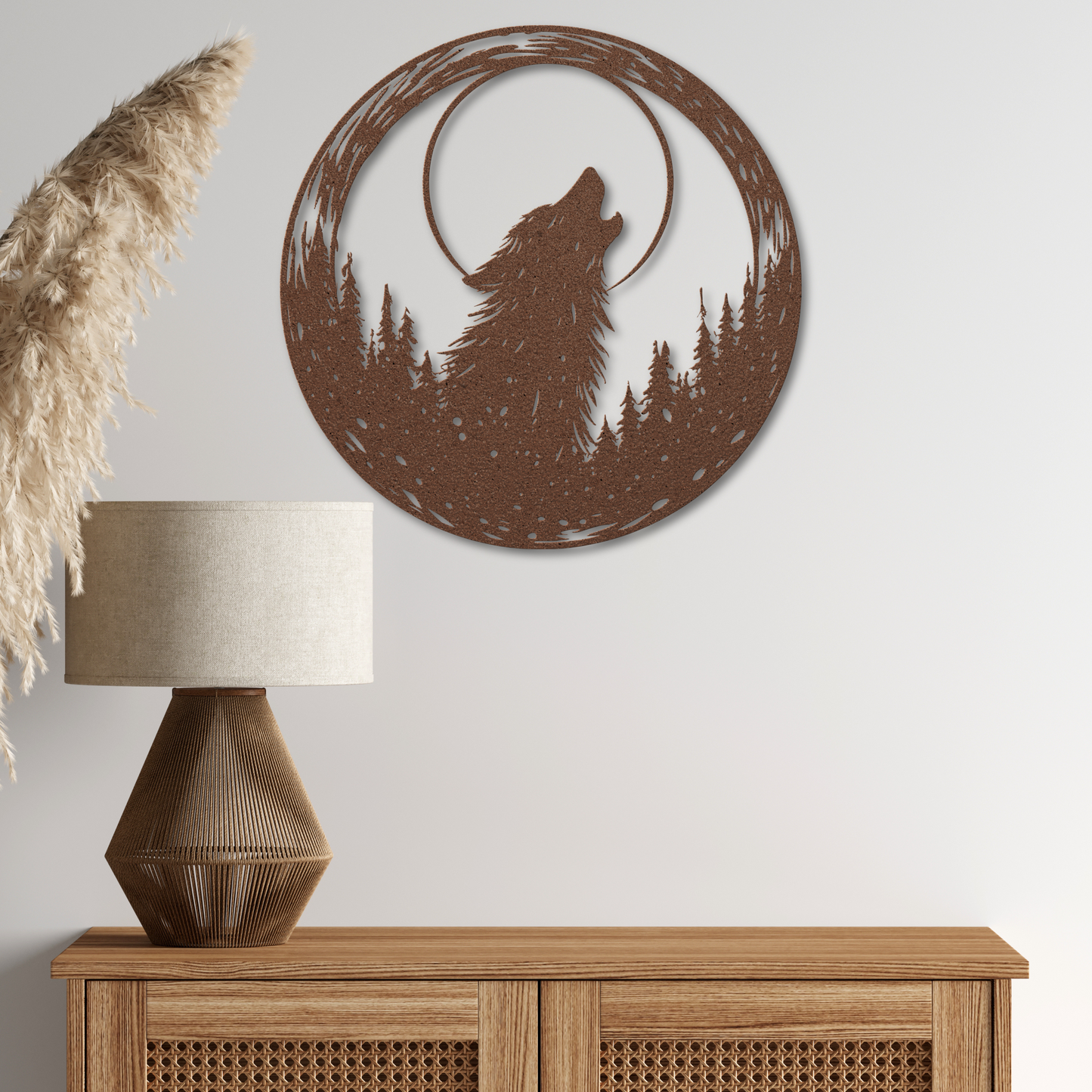 Rustic Wolf in the Trees Metal Wall Art: Embrace the Forest Spirit