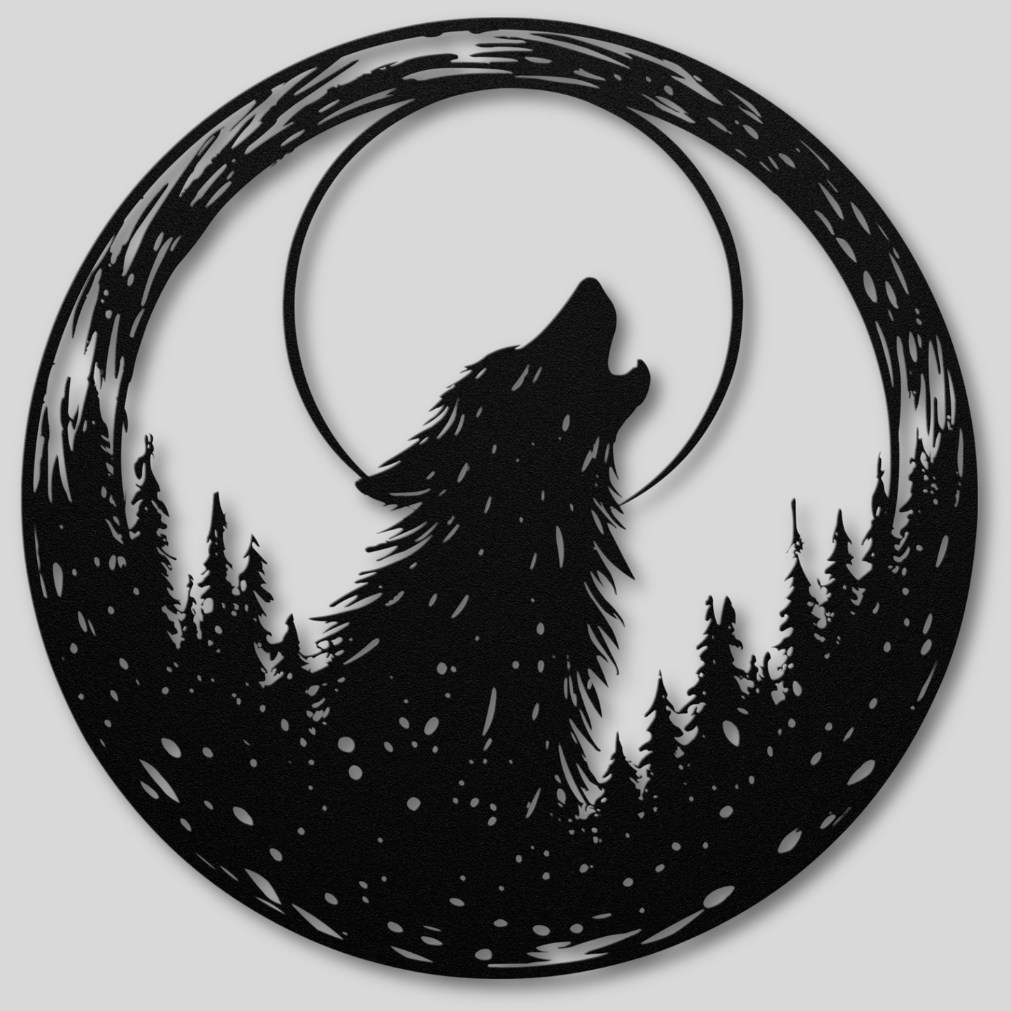 Rustic Wolf in the Trees Metal Wall Art: Embrace the Forest Spirit