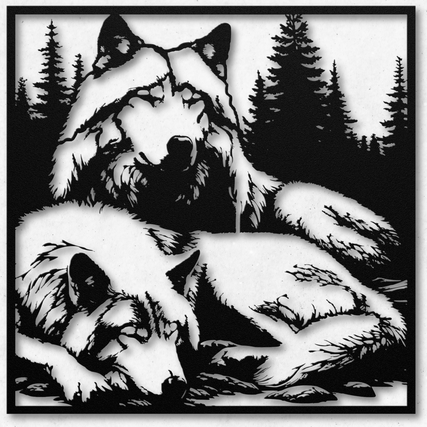 Elegant Wolf Pair Metal Wall Art: Celebrate Togetherness in Nature