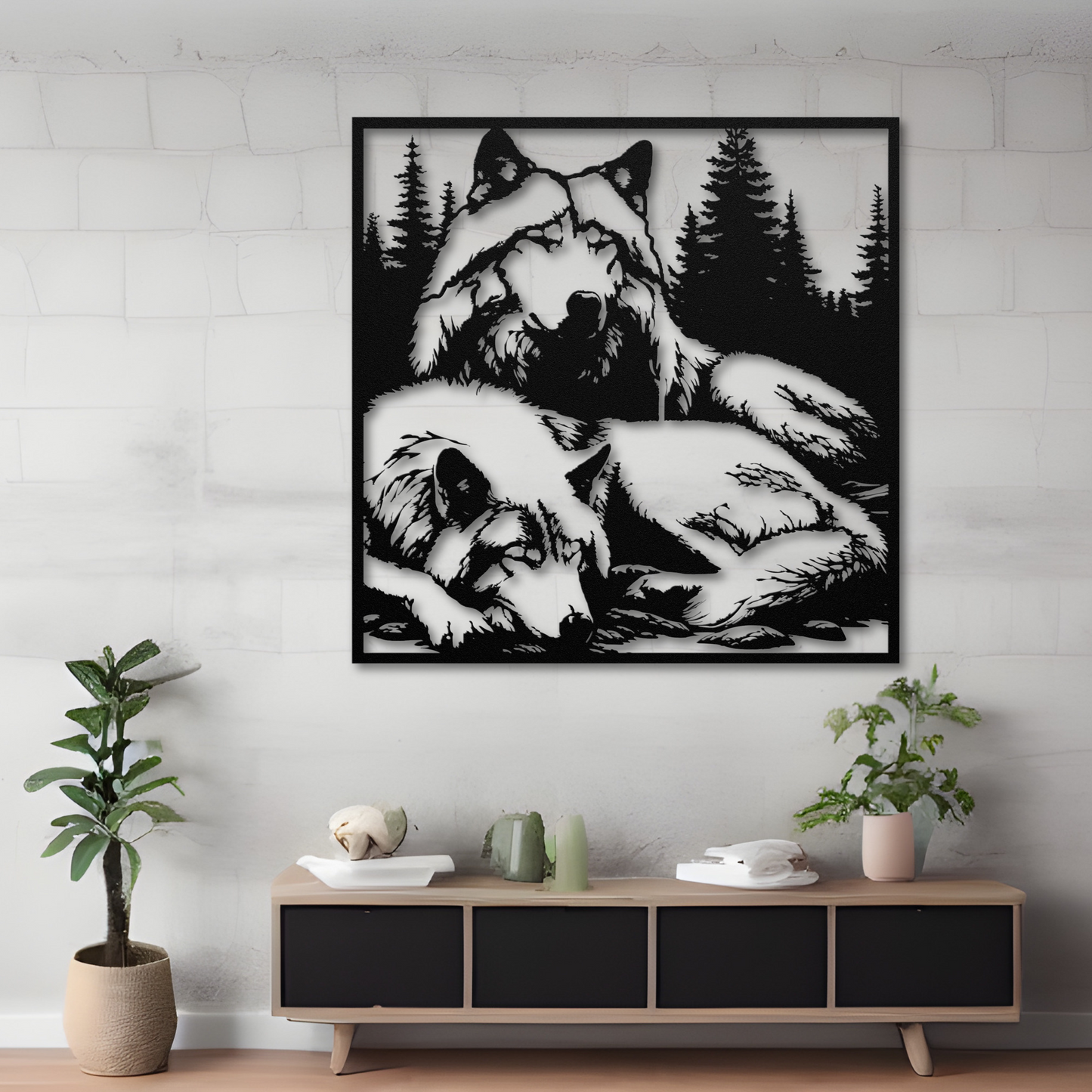 Elegant Wolf Pair Metal Wall Art: Celebrate Togetherness in Nature