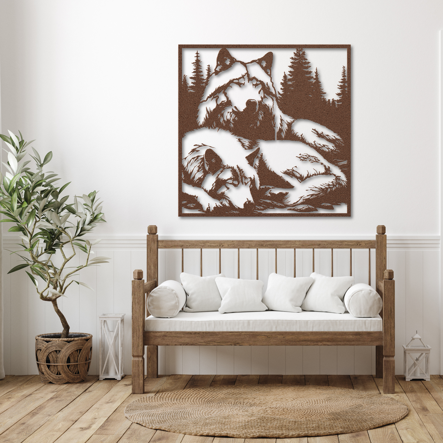 Elegant Wolf Pair Metal Wall Art: Celebrate Togetherness in Nature