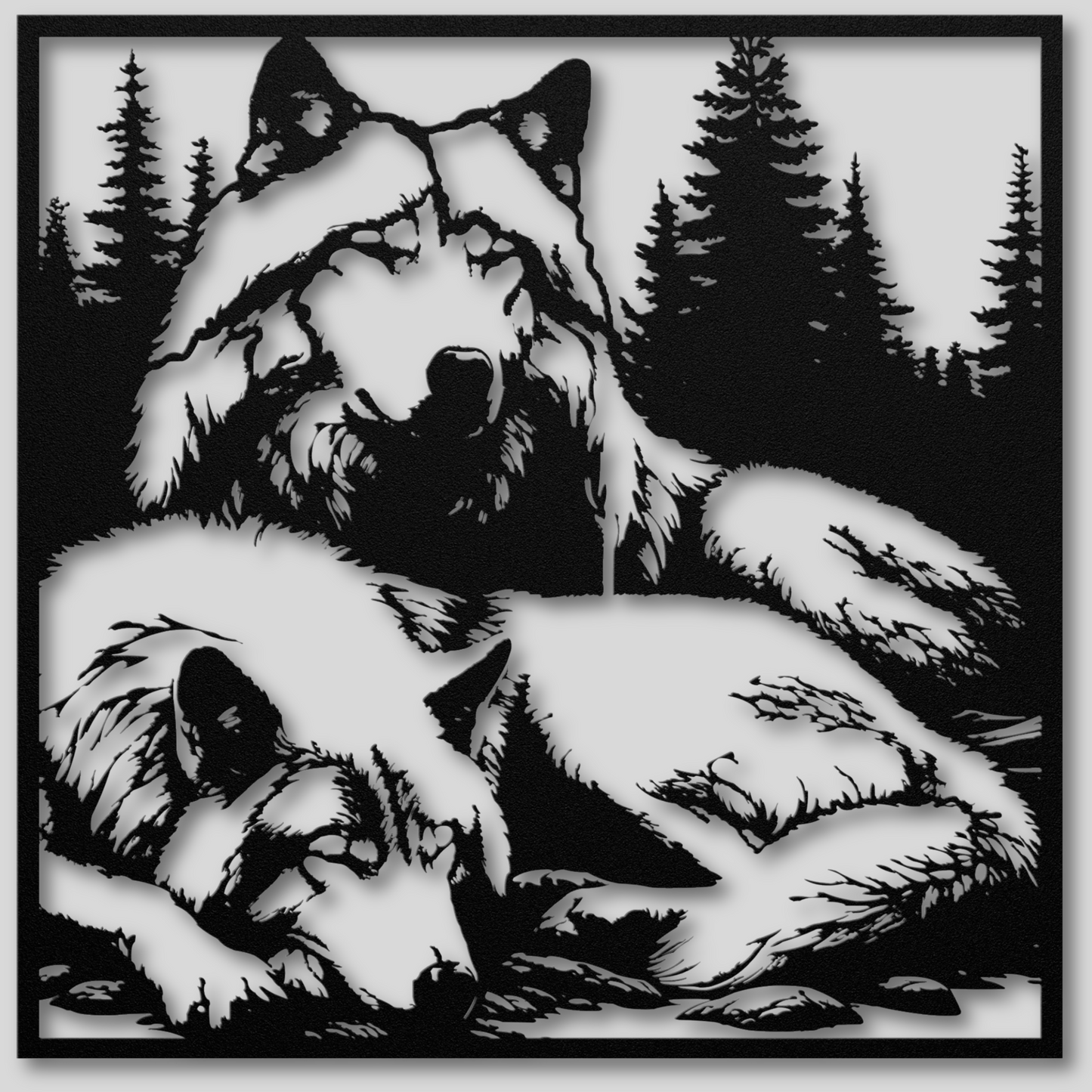 Elegant Wolf Pair Metal Wall Art: Celebrate Togetherness in Nature