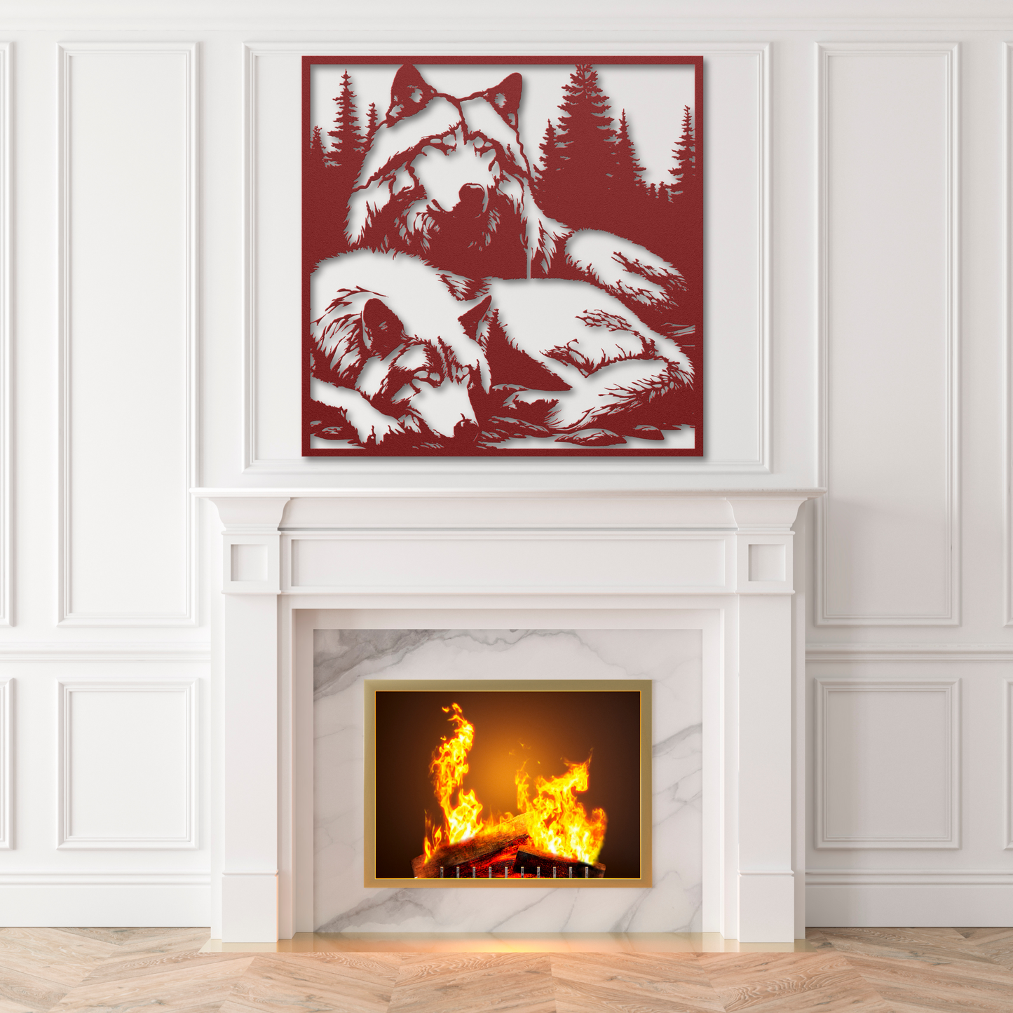Elegant Wolf Pair Metal Wall Art: Celebrate Togetherness in Nature