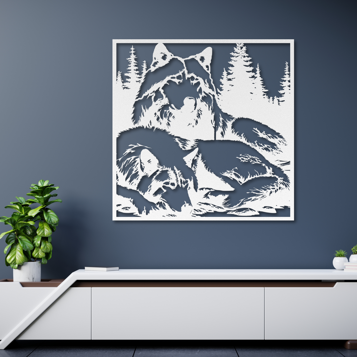 Elegant Wolf Pair Metal Wall Art: Celebrate Togetherness in Nature