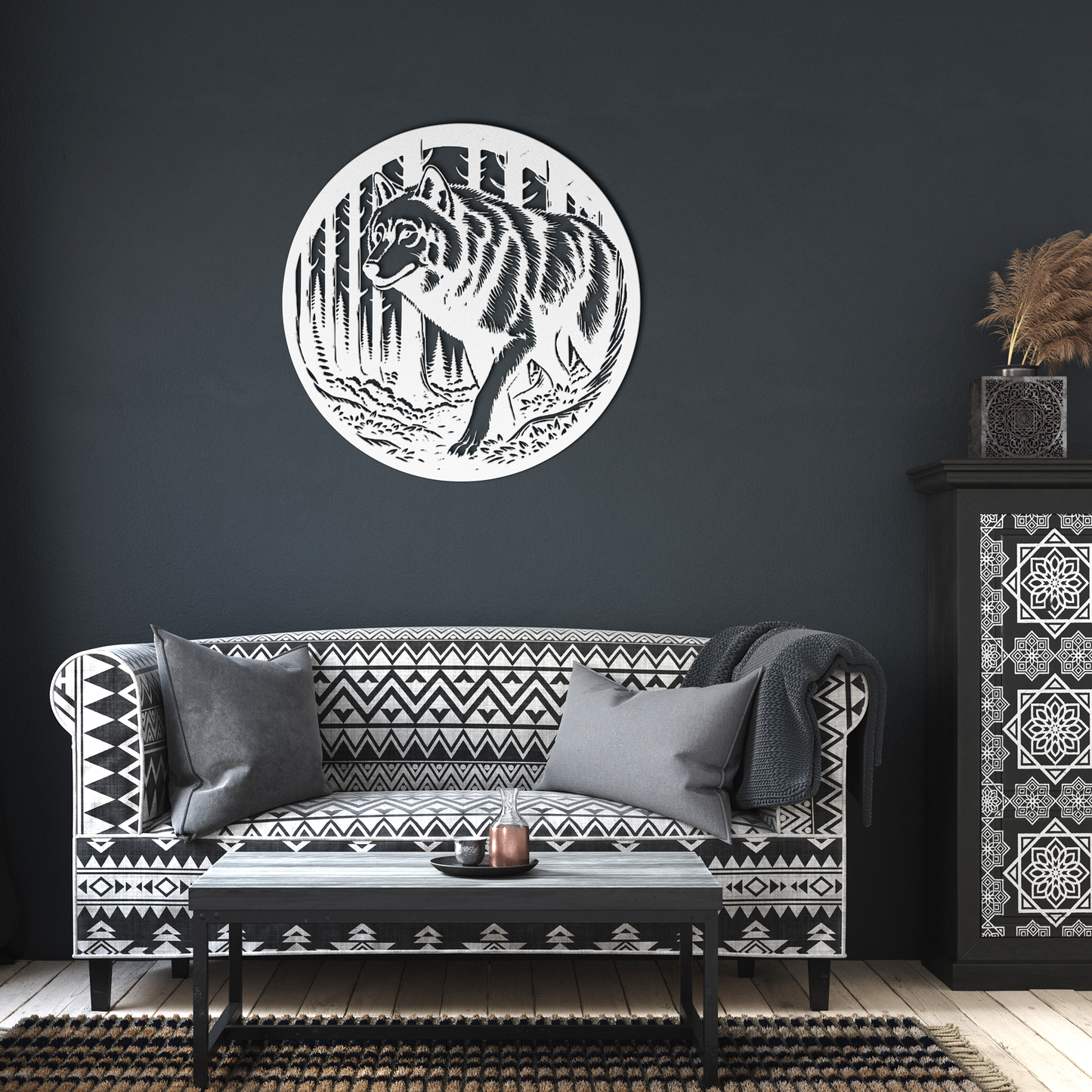wolf_stalking_in_woods_White_Dark_Living_Room_Mockup.png